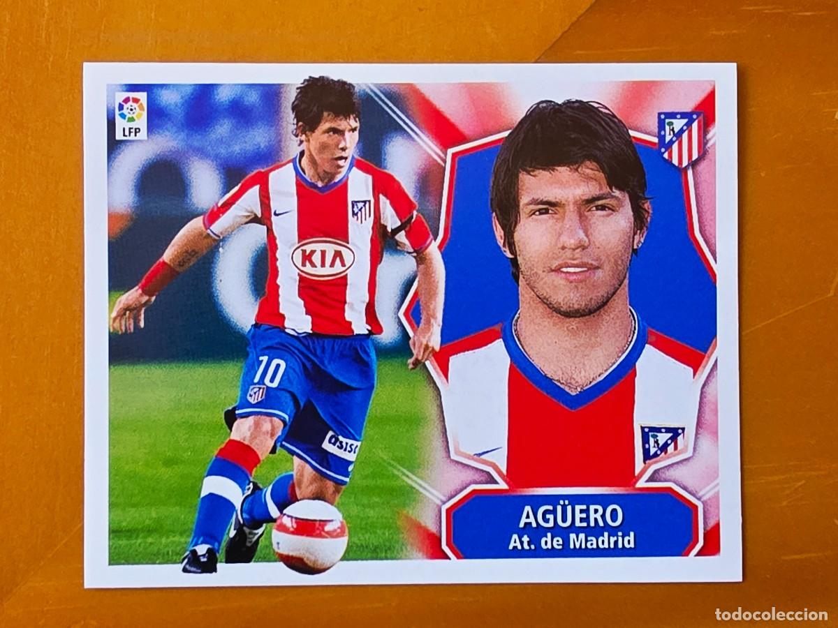 Cromos de f&uacute;tbol: Sergio Kun Ag&uuml;ero, Atl&eacute;tico de Madrid, Panini Ediciones Liga Este 2008 2009 08 09, sin pegar
