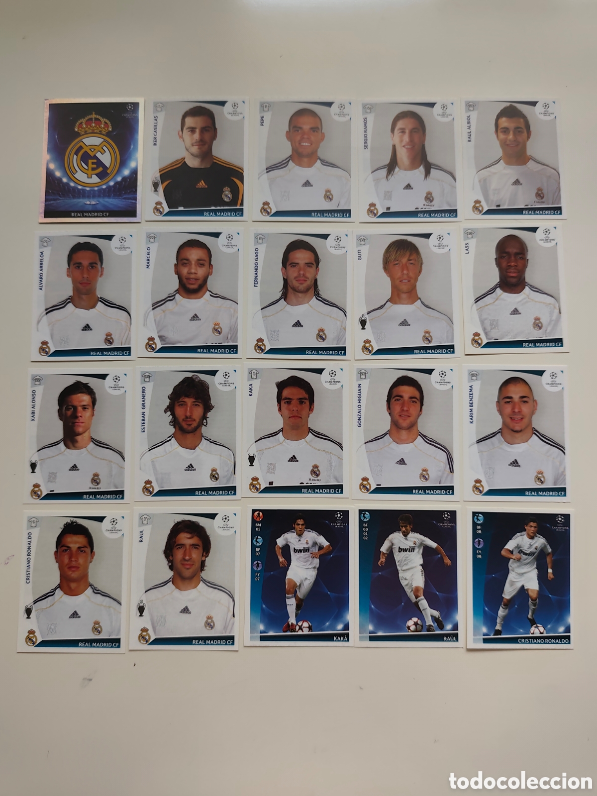 Cromos de f&uacute;tbol: COMPLETO 20 STICKERS REAL MADRID UEFA CHAMPIONS LEAGUE 2009 2010 PANINI