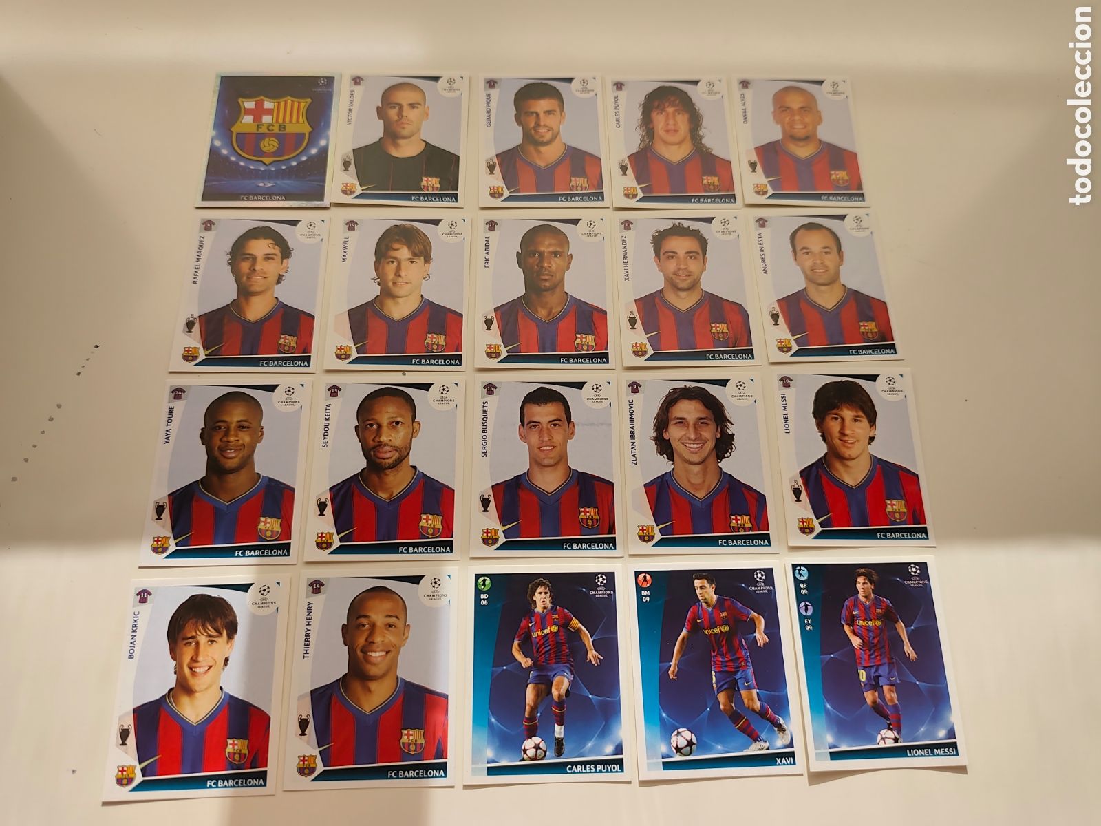 Cromos de f&uacute;tbol: COMPLETO 20 STICKERS FC BARCELONA UEFA CHAMPIONS LEAGUE 2009 2010 PANINI