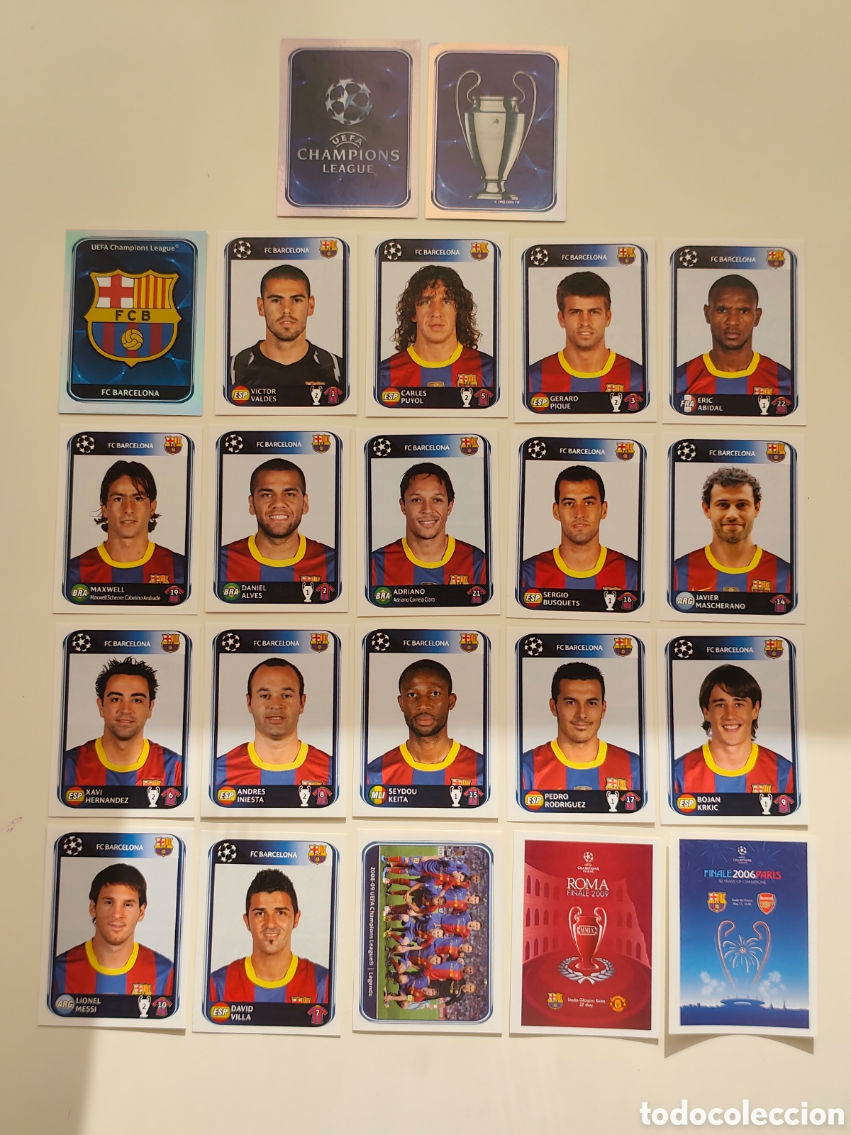 Cromos de f&uacute;tbol: COMPLETO 22 STICKERS FC BARCELONA UEFA CHAMPIONS LEAGUE 2010 2011 PANINI
