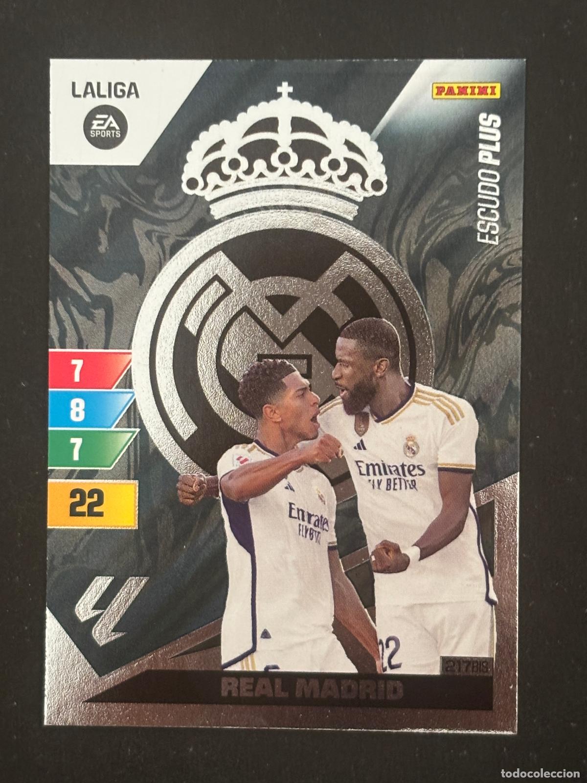 Fu&szlig;ball-Sticker: 217BIS ESCUDO PLUS REAL MADRID ESCUDO PLUS ADRENALYN XL LALIGA EA SPORTS 23-24 2023-2024