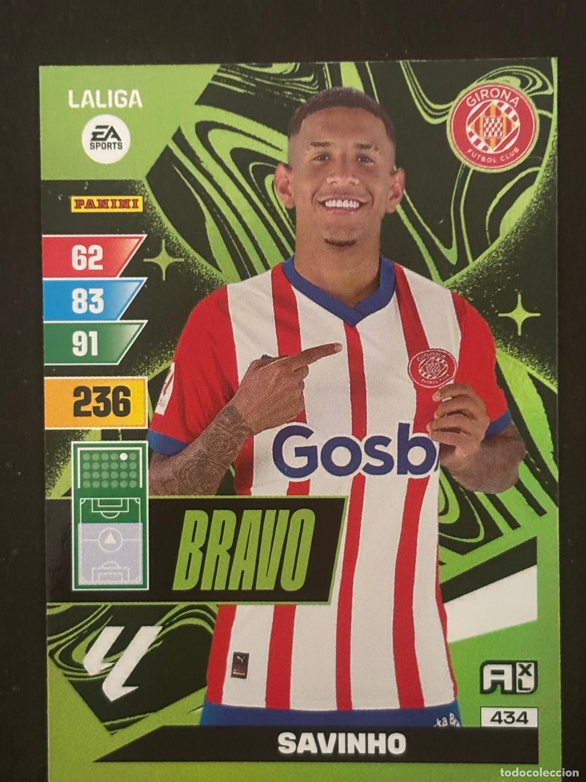 Fu&szlig;ball-Sticker: 434 SAVINHO GIRONA BRAVO ADRENALYN XL LALIGA EA SPORTS 23-24 2023-2024 PANINI