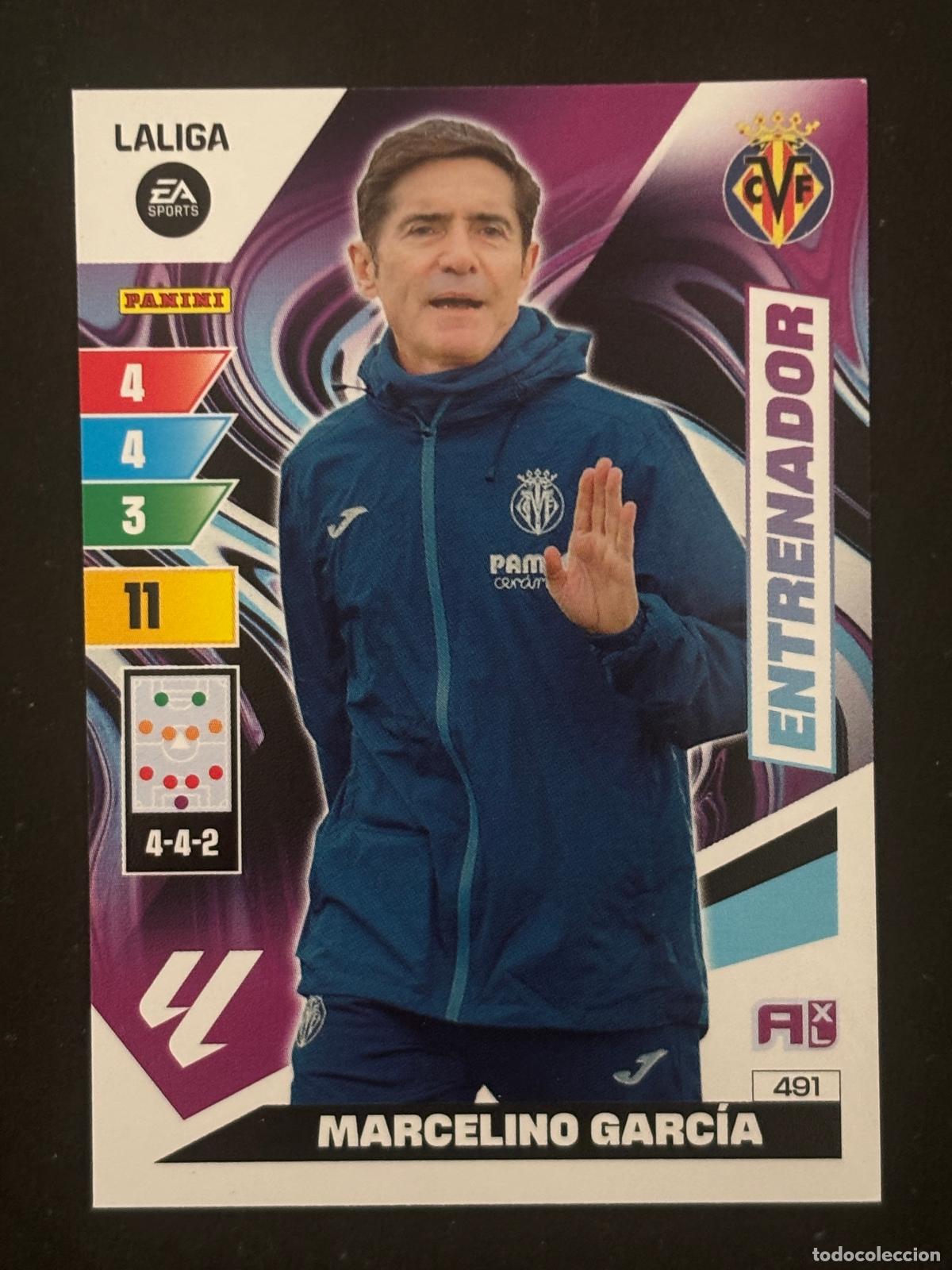 Fu&szlig;ball-Sticker: 491 MARCELINO GARC&Iacute;A VILLARREAL ENTRENADOR PLUS 2&ordf; EDICI&Oacute;N ADRENALYN XL LALIGA 23-24