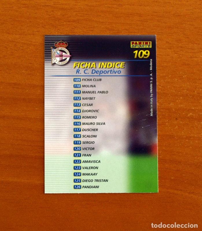 Cromos de f&uacute;tbol: Deportivo La Coru&ntilde;a -N&ordm; 109 Ficha &iacute;ndice -Mega Fichas Liga 2002-2003-02-03 -Megafichas Panini Sports