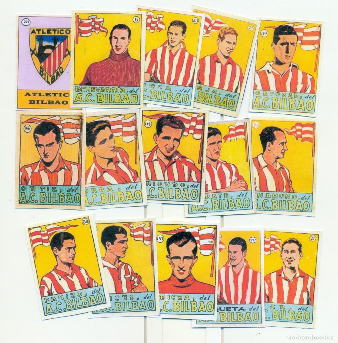 Cromos de f&uacute;tbol: EQUIPO COMPLETO DEL ATLETICO BILBAO, COLECCION CULTURA 1939-40. FACSIMIL