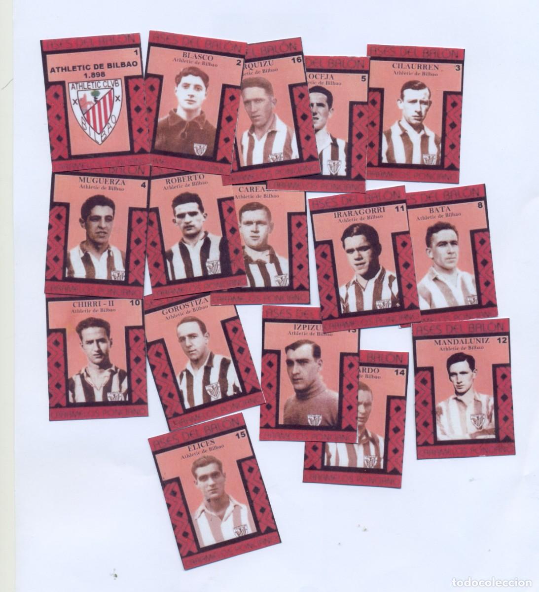 Cromos de f&uacute;tbol: EQUIPO COMPLETO DEL ATLETICO BILBAO, CARAMELOS PONCIANO TEMPORADA 1934-35 FACSIMIL