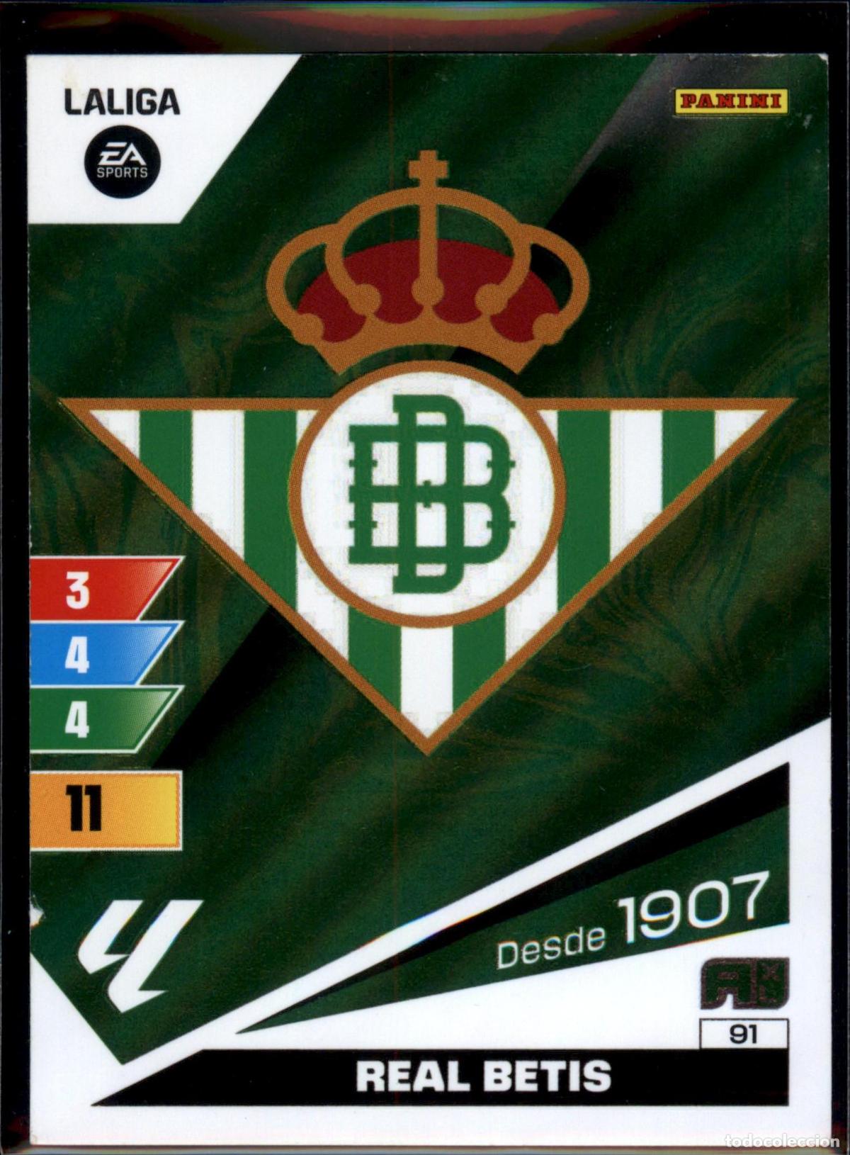 Football Stickers: Escudo Real Betis N&ordm; 91 LaLiga EA SportsAdrenalyn XL 2023 2024 Panini 23 24