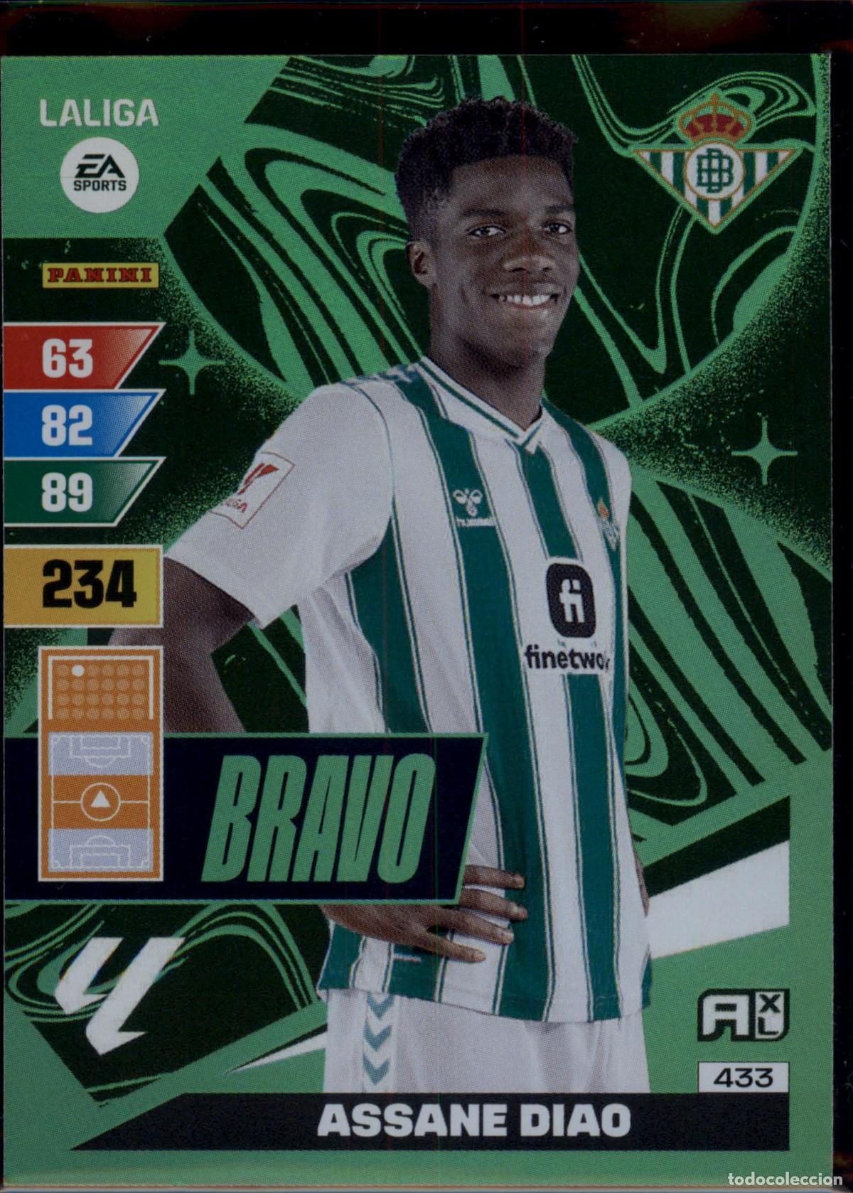 Figurine di Calcio: Assane Diao Bravo N&ordm; 433 Real Betis LaLiga EA SportsAdrenalyn XL 2023 2024 Panini 23 24