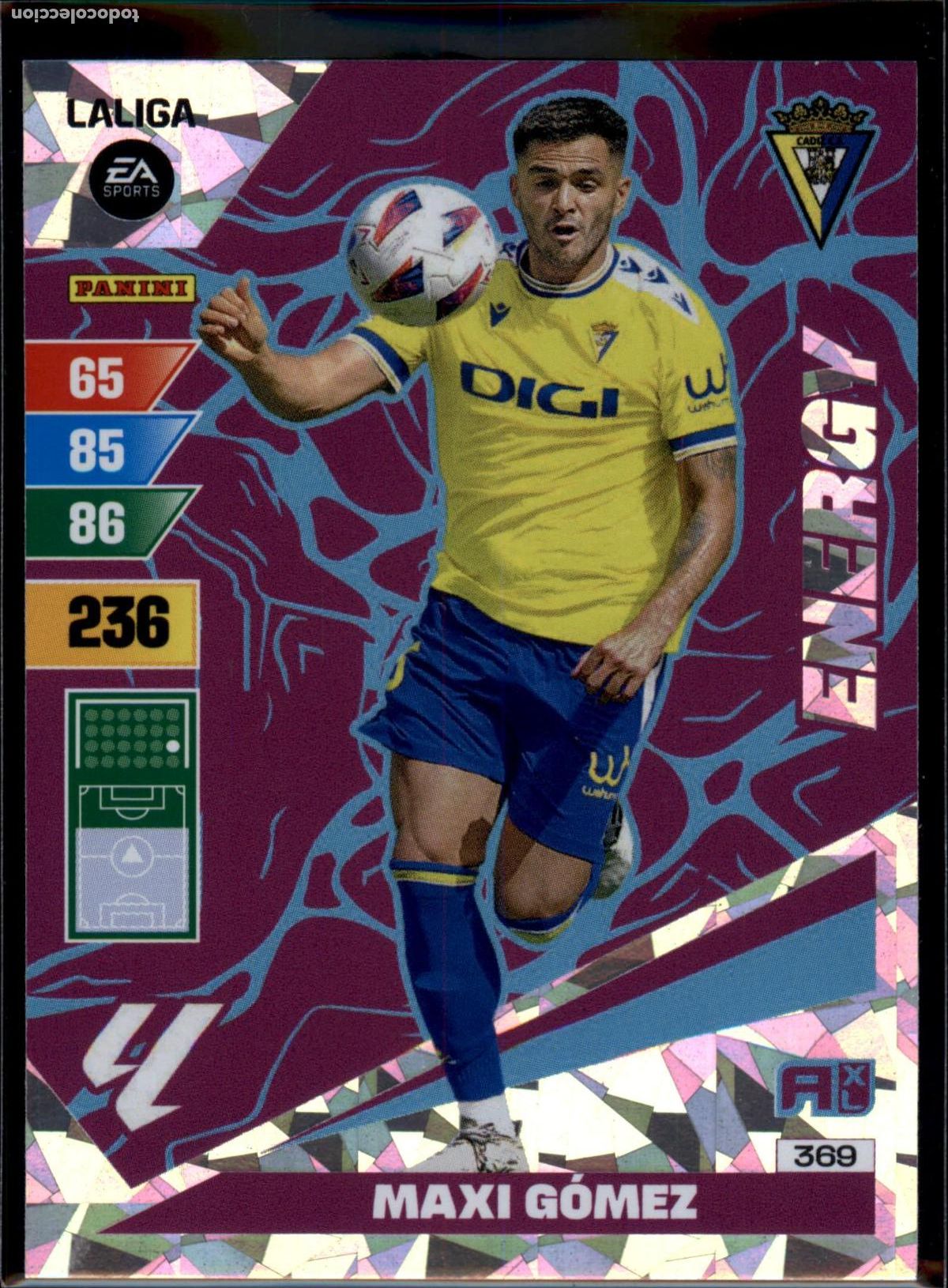 Cromos de Futebol: Maxi G&oacute;mez Energy N&ordm; 369 C&aacute;diz CF LaLiga EA SportsAdrenalyn XL 2023 2024 Panini 23 24