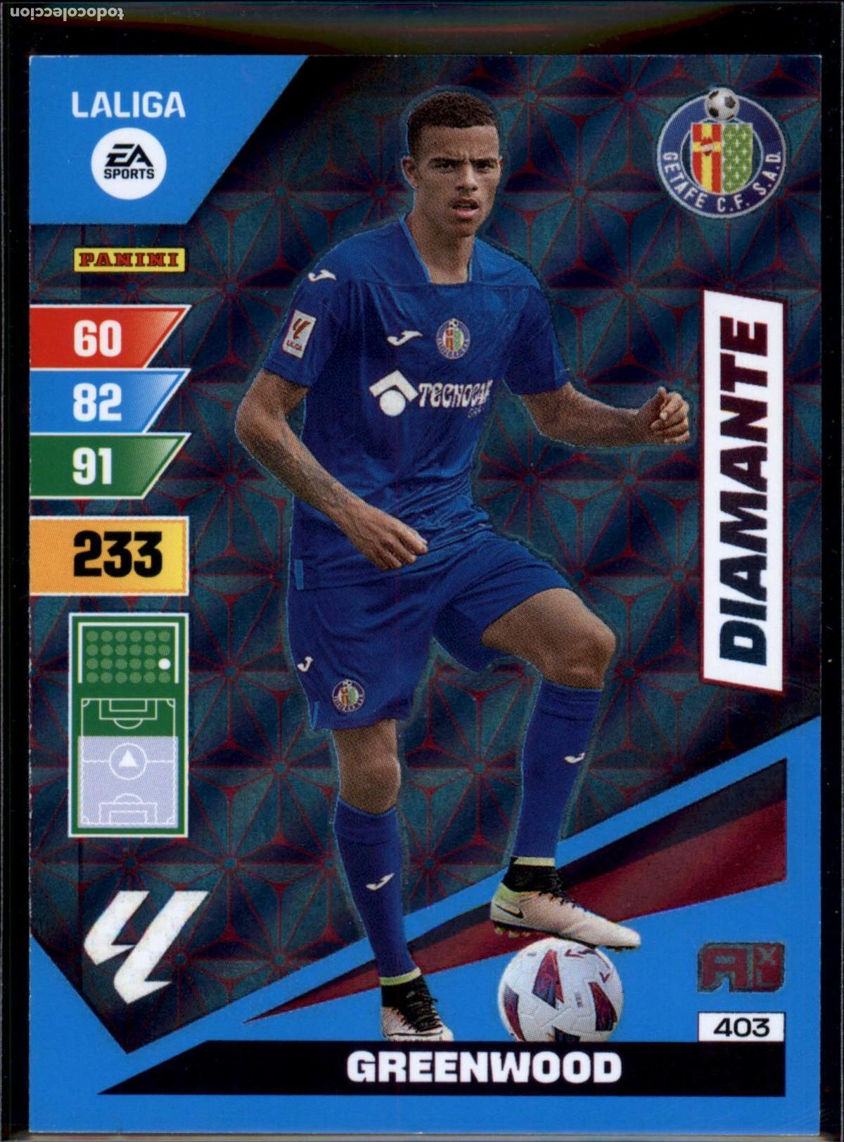 Cromos de f&uacute;tbol: Greenwood Diamante N&ordm; 403 Getafe CF LaLiga EA SportsAdrenalyn XL 2023 2024 Panini 23 24