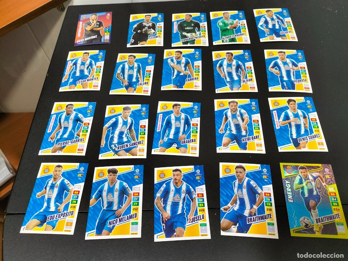 Cromos de f&uacute;tbol: Lote 20 cromos diferentes fichas Panini Adrenalyn 2022-2023 22-23 R.C.D ESPANYOL (INCLUYE ESPECIALES