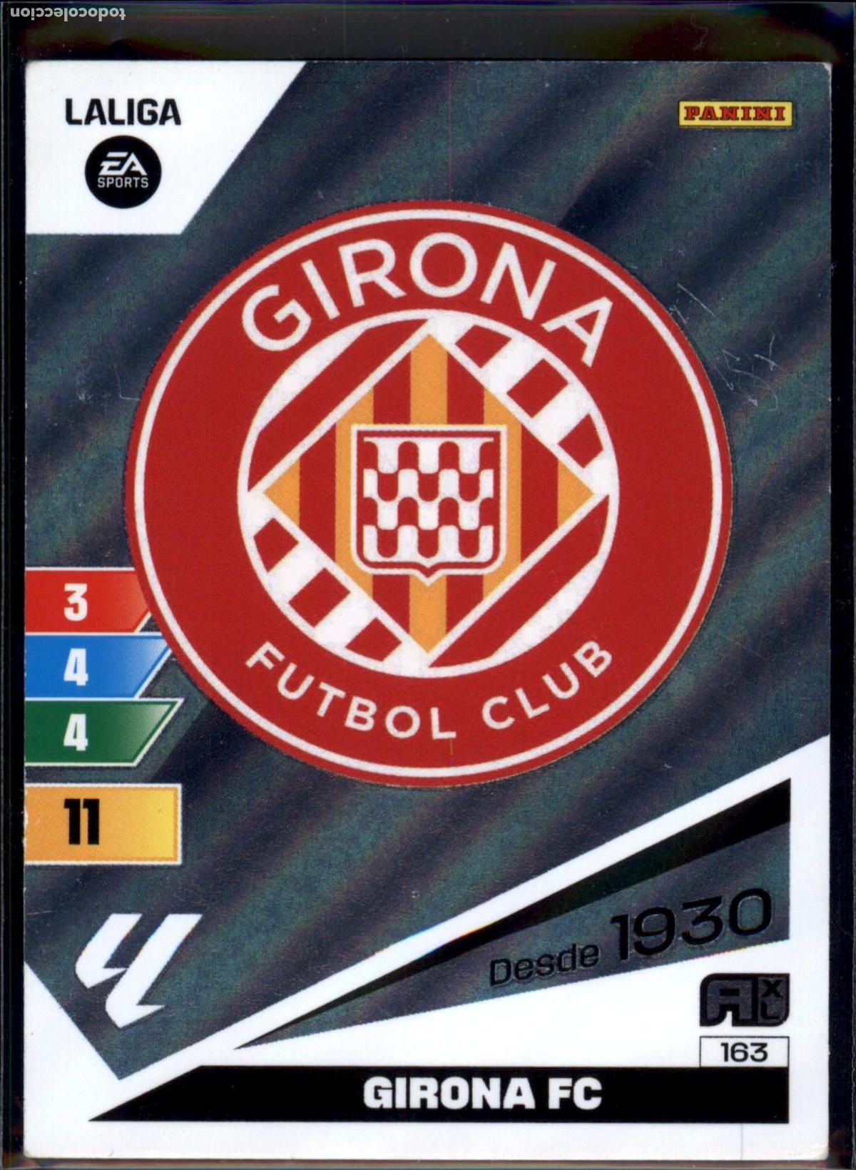 Cromos de f&uacute;tbol: Escudo Girona FC N&ordm; 163 LaLiga EA Sports Adrenalyn XL 2023 2024 Panini 23 24