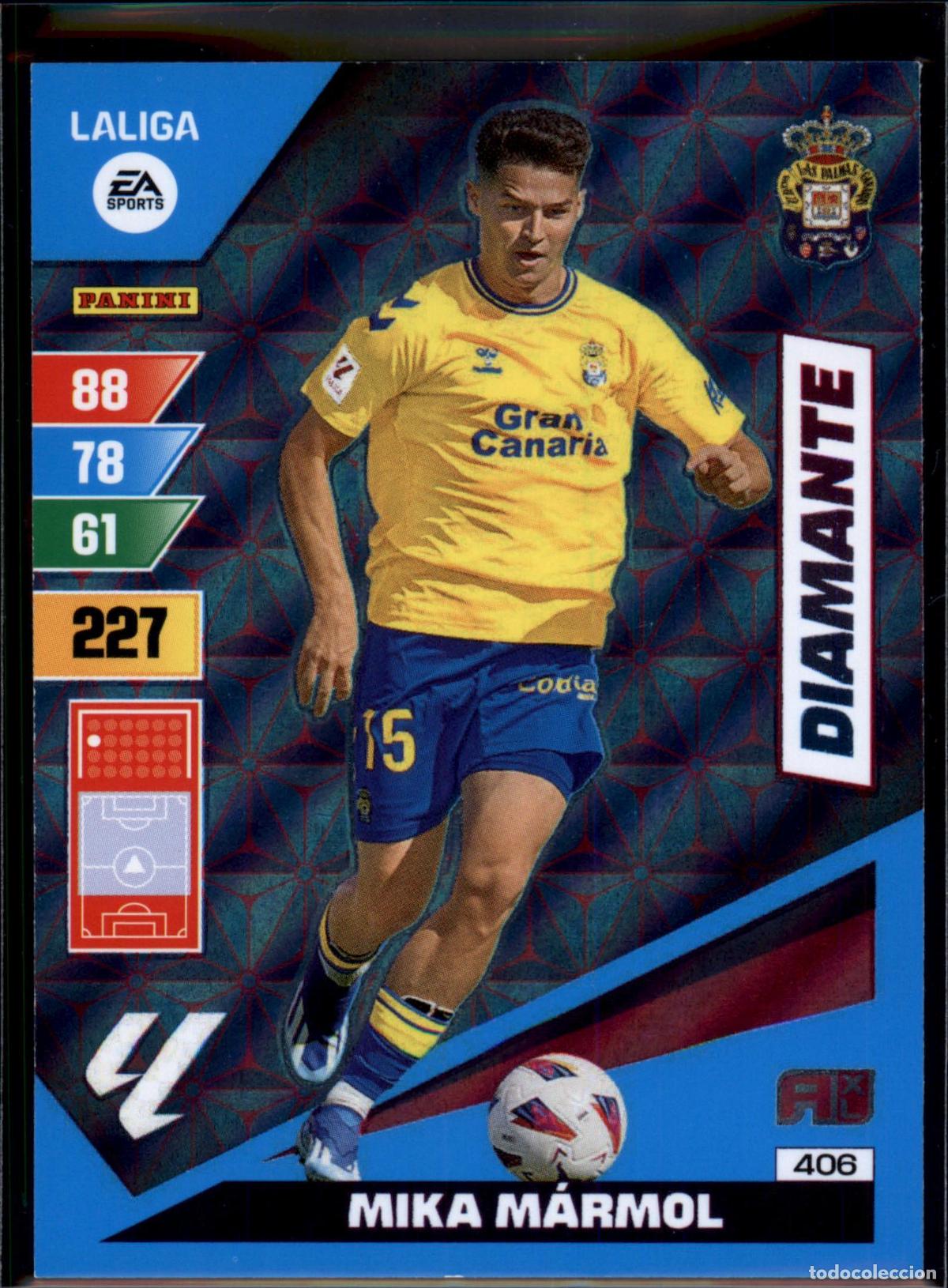 Figurine di Calcio: Mika M&aacute;rmol Diamante N&ordm; 406 UD Las Palmas LaLiga EA Sports Adrenalyn XL 2023 2024 Panini 23 24