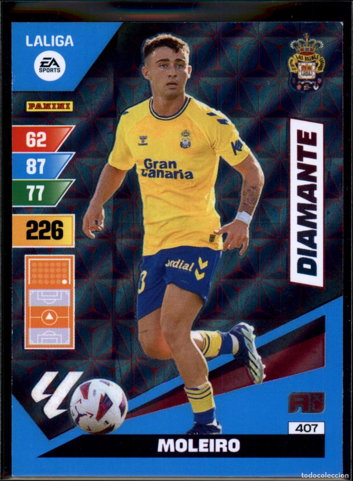 Figurine di Calcio: Moleiro Diamante N&ordm; 407 UD Las Palmas LaLiga EA Sports Adrenalyn XL 2023 2024 Panini 23 24