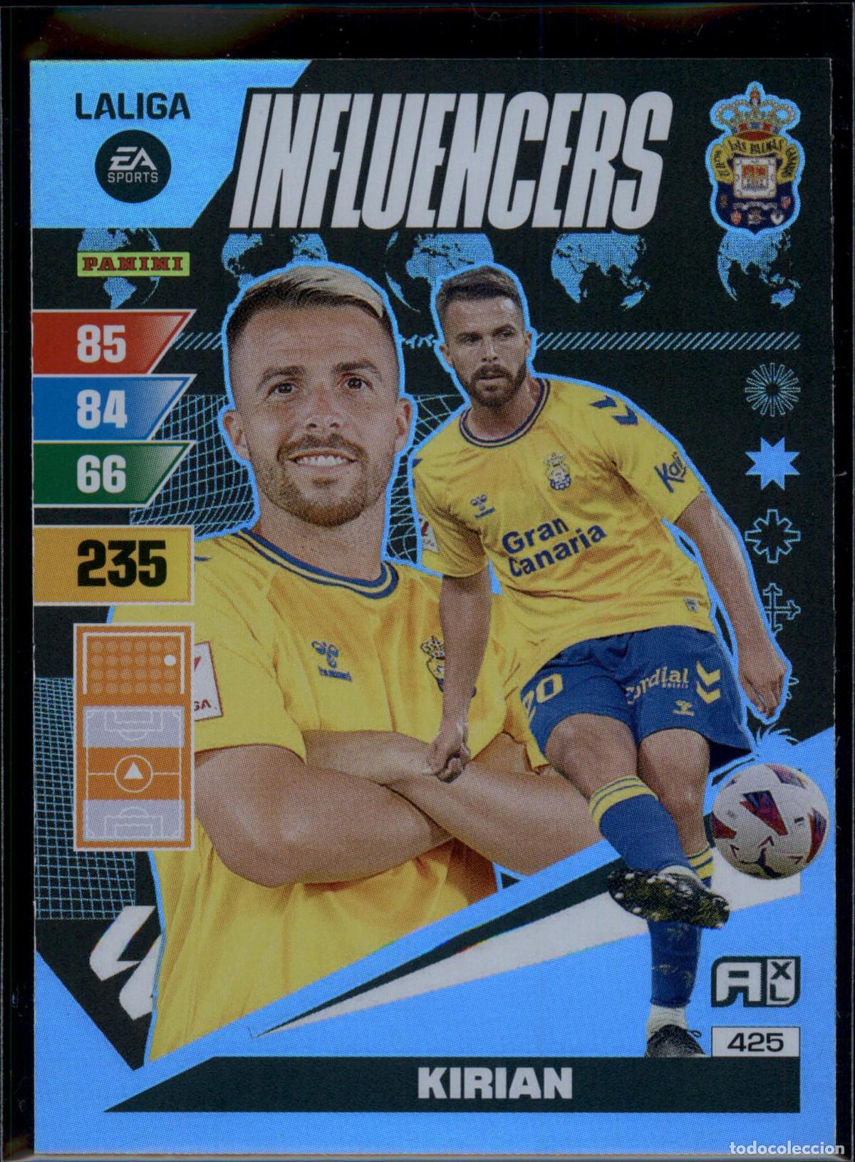 Cromos de f&uacute;tbol: Kirian Influencers N&ordm; 425 UD Las Palmas LaLiga EA SportsAdrenalyn XL 2023 2024 Panini 23 24