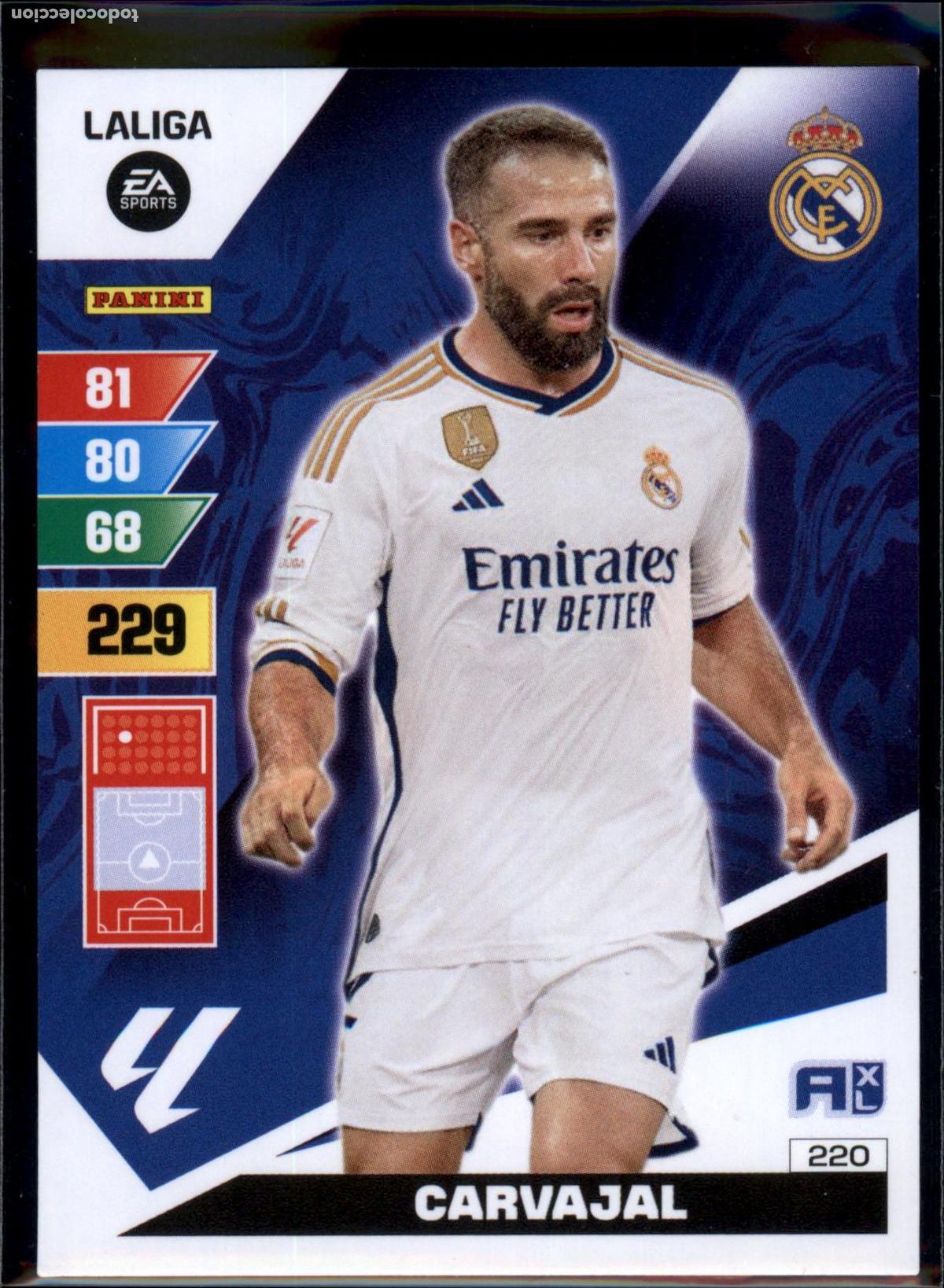 Fu&szlig;ball-Sticker: Carvajal N&ordm; 220 Real Madrid LaLiga EA SportsAdrenalyn XL 2023 2024 Panini 23 24
