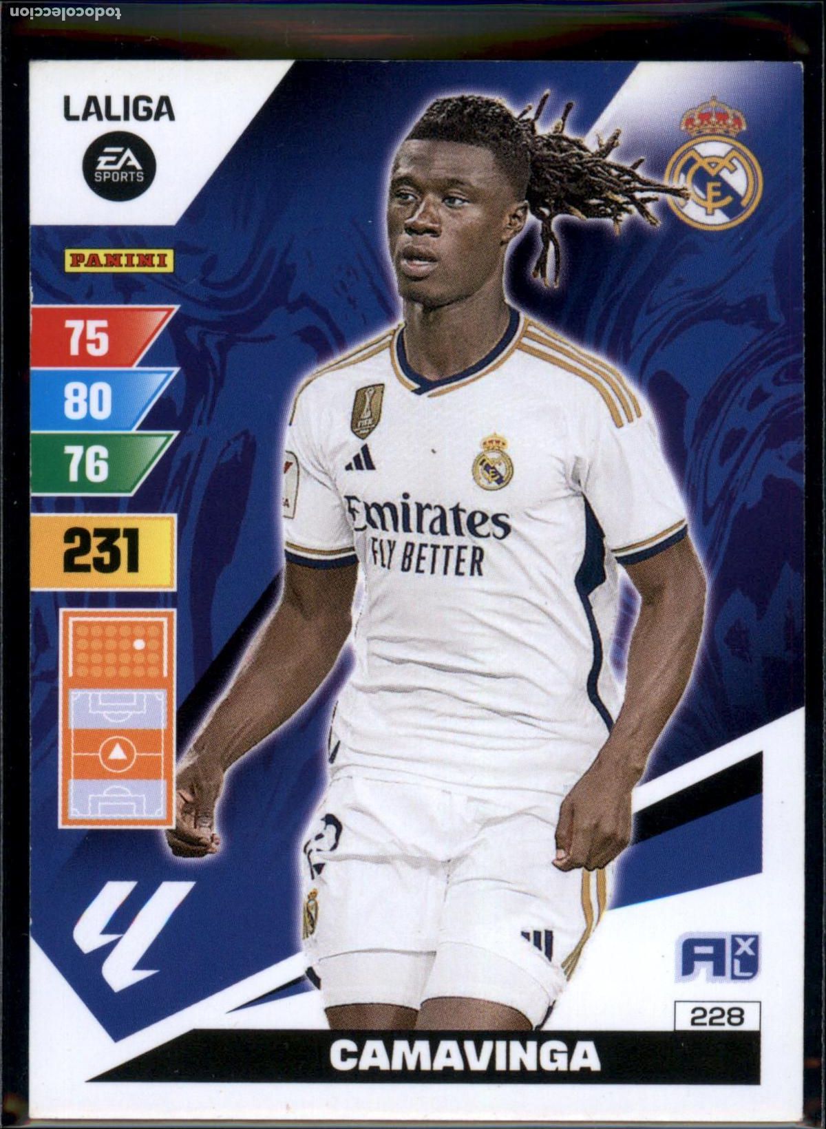 Cromos de f&uacute;tbol: Camavinga N&ordm; 228 Real Madrid LaLiga EA SportsAdrenalyn XL 2023 2024 Panini 23 24