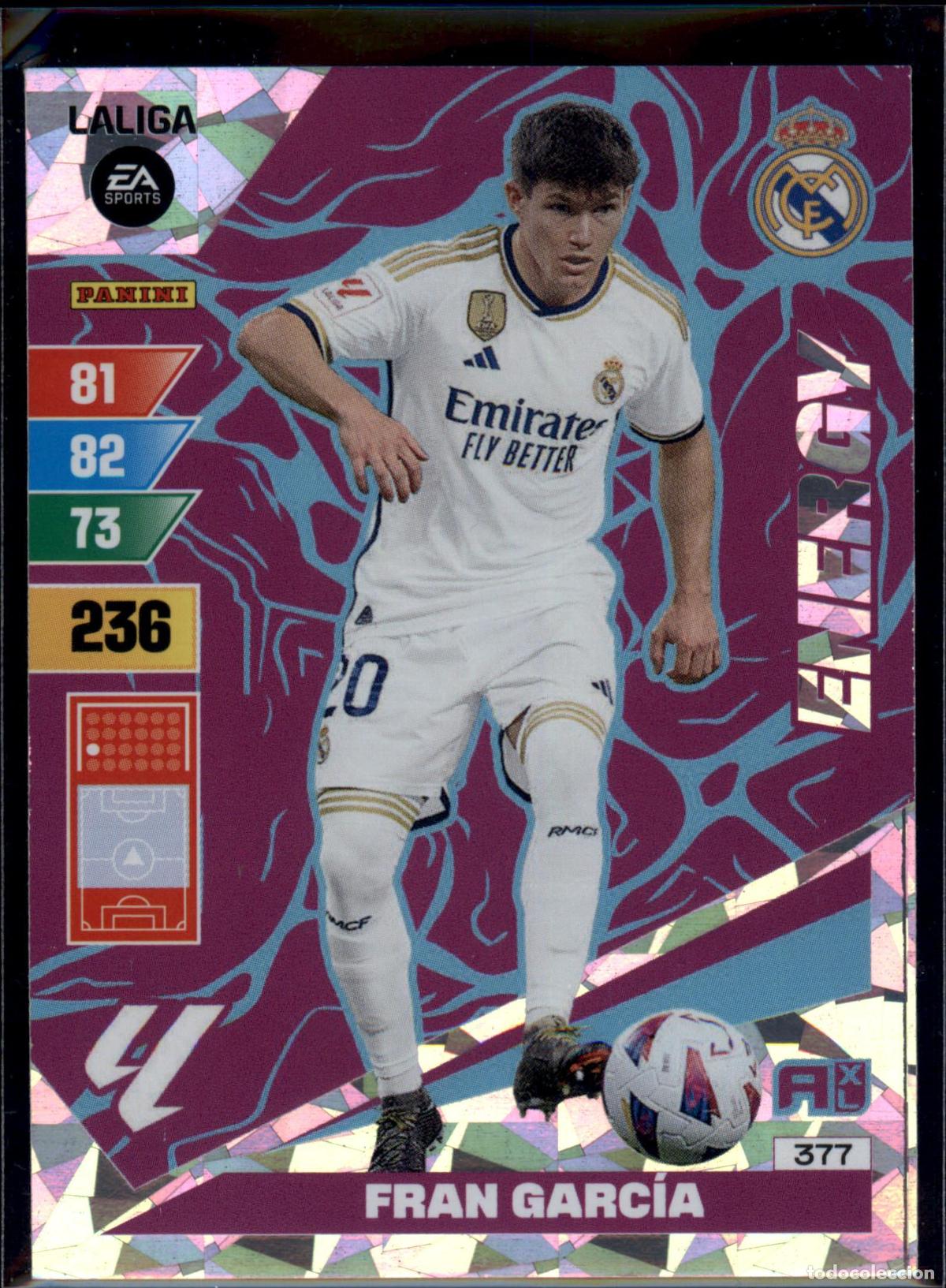 Cromos de f&uacute;tbol: Fran Garc&iacute;a Energy N&ordm; 377 Real Madrid LaLiga EA SportsAdrenalyn XL 2023 2024 Panini 23 24