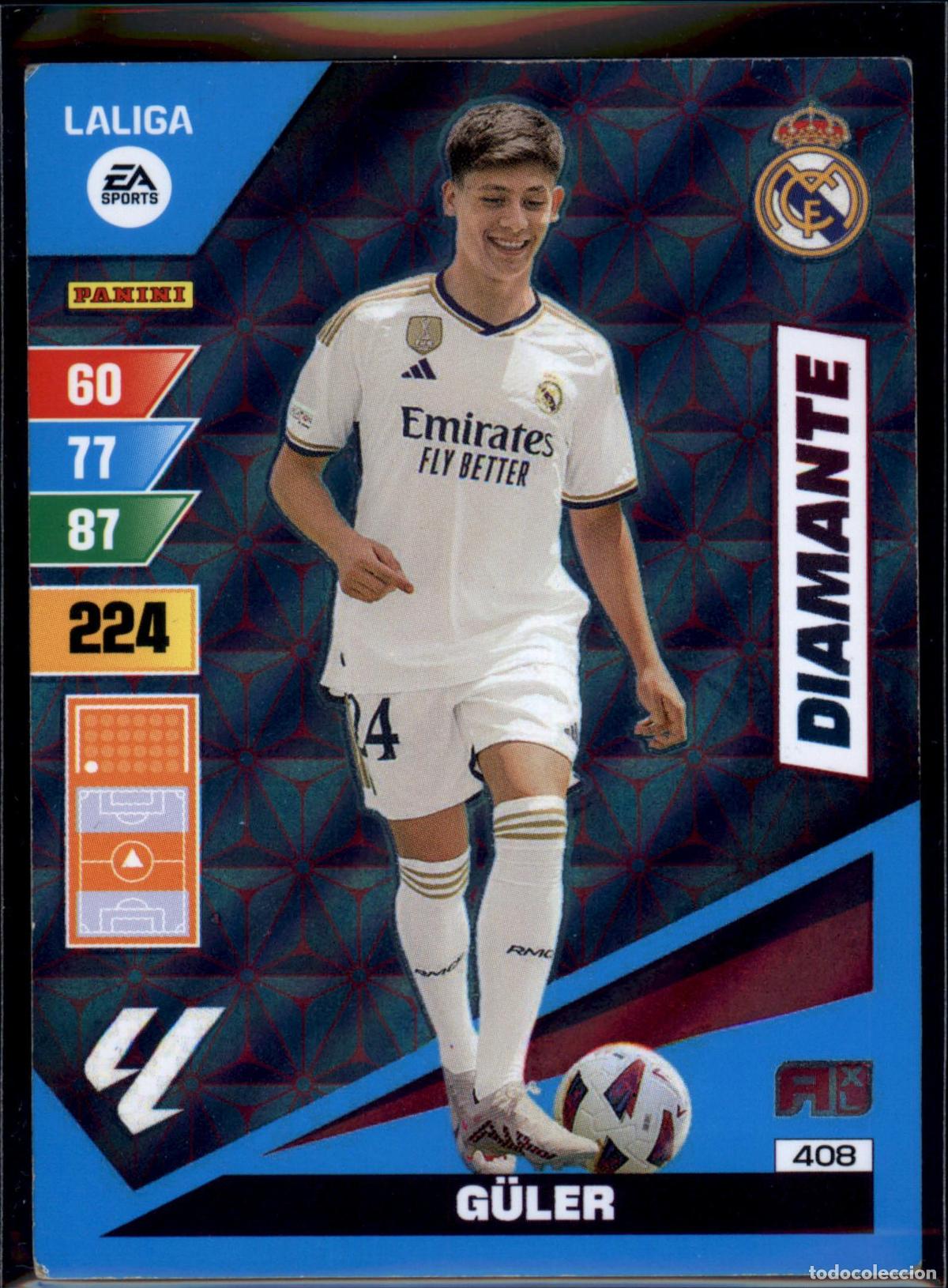 Cromos de f&uacute;tbol: G&uuml;ler Diamante N&ordm; 408 Real Madrid LaLiga EA SportsAdrenalyn XL 2023 2024 Panini 23 24