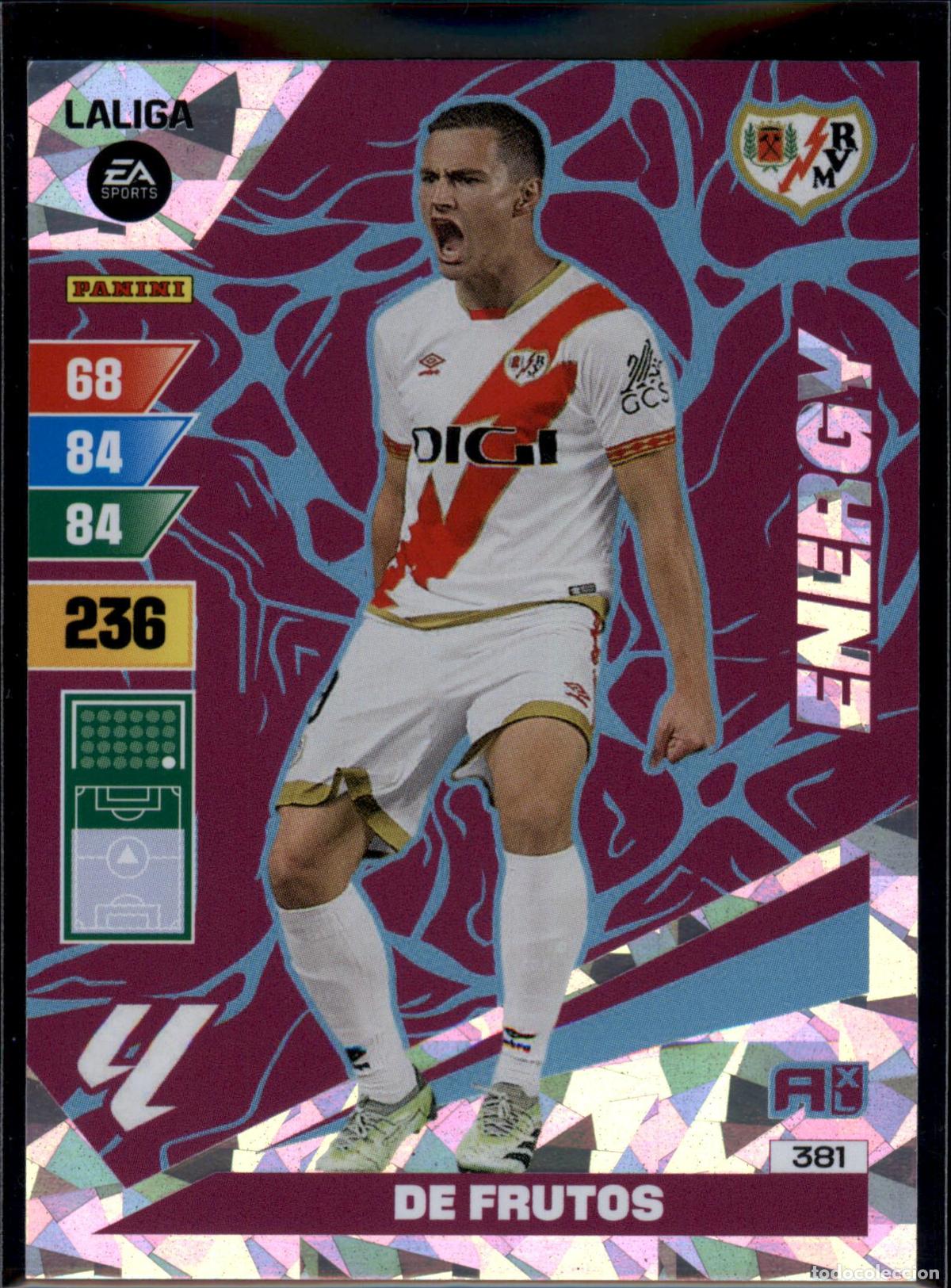 Cromos de f&uacute;tbol: De Frutos Energy N&ordm; 381 Rayo Vallecano LaLiga EA Sports Adrenalyn XL 2023 2024 Panini 23 24