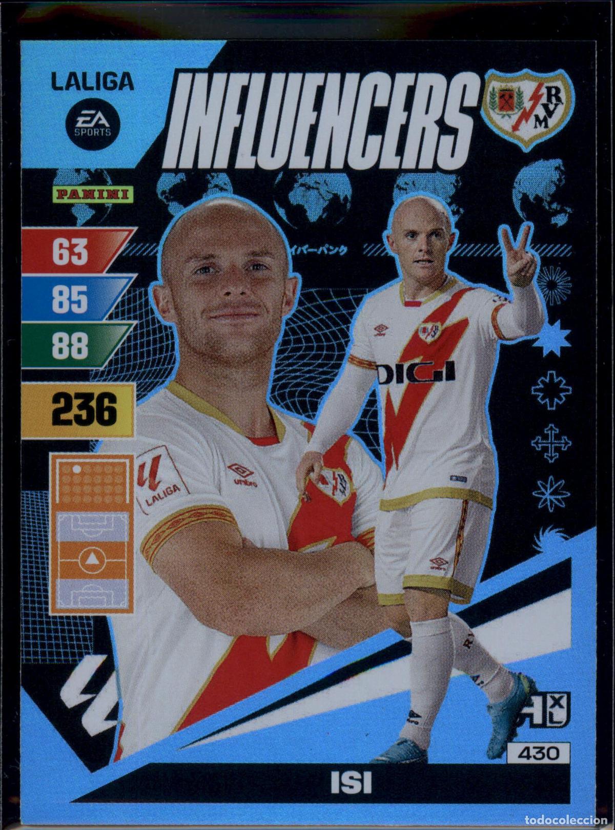 Cromos de f&uacute;tbol: Isi Palaz&oacute;n Influencers N&ordm; 430 Rayo Vallecano LaLiga EA SportsAdrenalyn XL 2023 2024 Panini 23 24