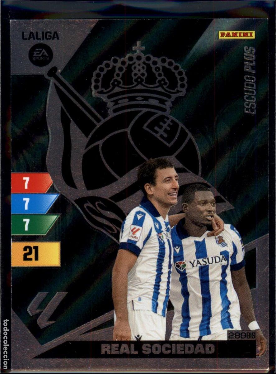 Cromos de f&uacute;tbol: Escudo Plus Real Sociedad Bis N&ordm; 289 LaLiga EA SportsAdrenalyn XL 2023 2024 Panini 23 24