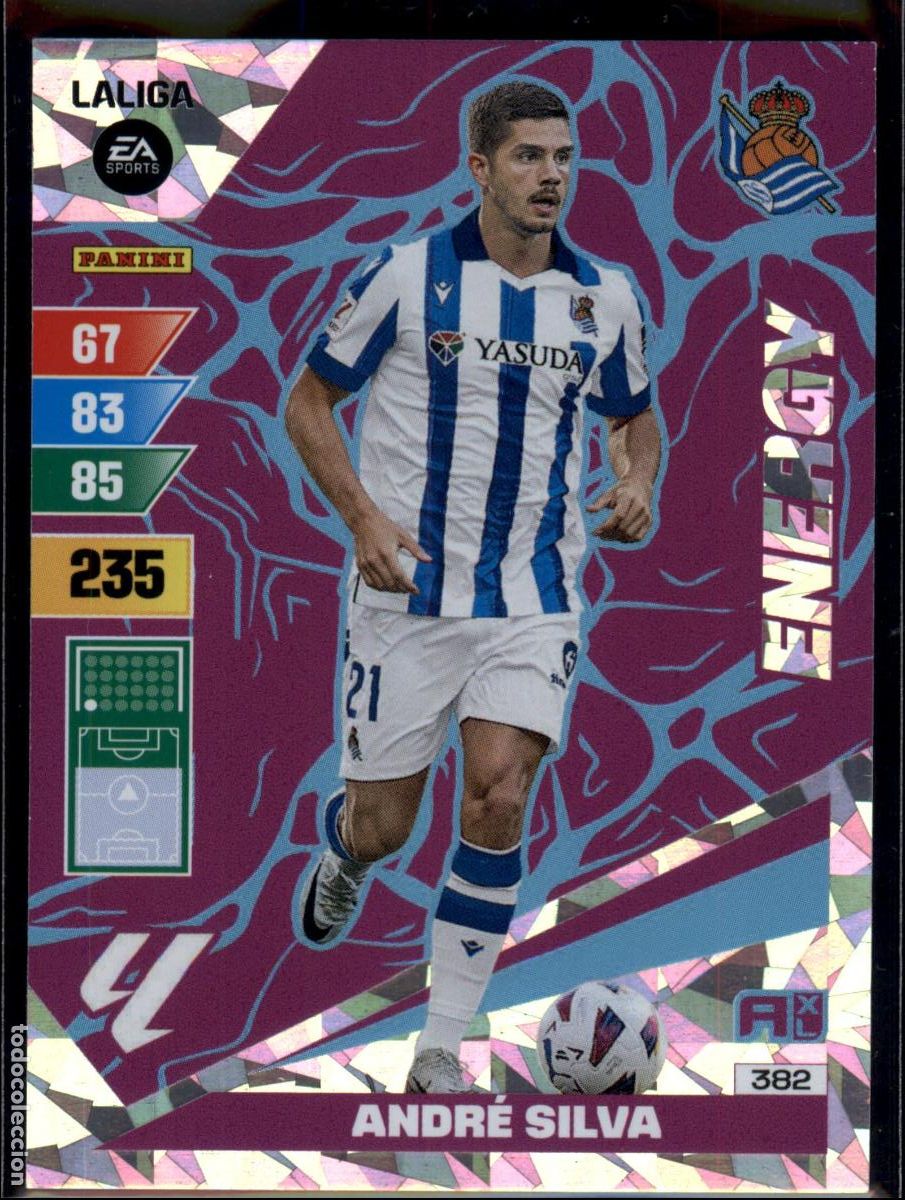 Cromos de f&uacute;tbol: Andr&eacute; Silva Energy N&ordm; 382 Real Sociedad LaLiga EA SportsAdrenalyn XL 2023 2024 Panini 23 24