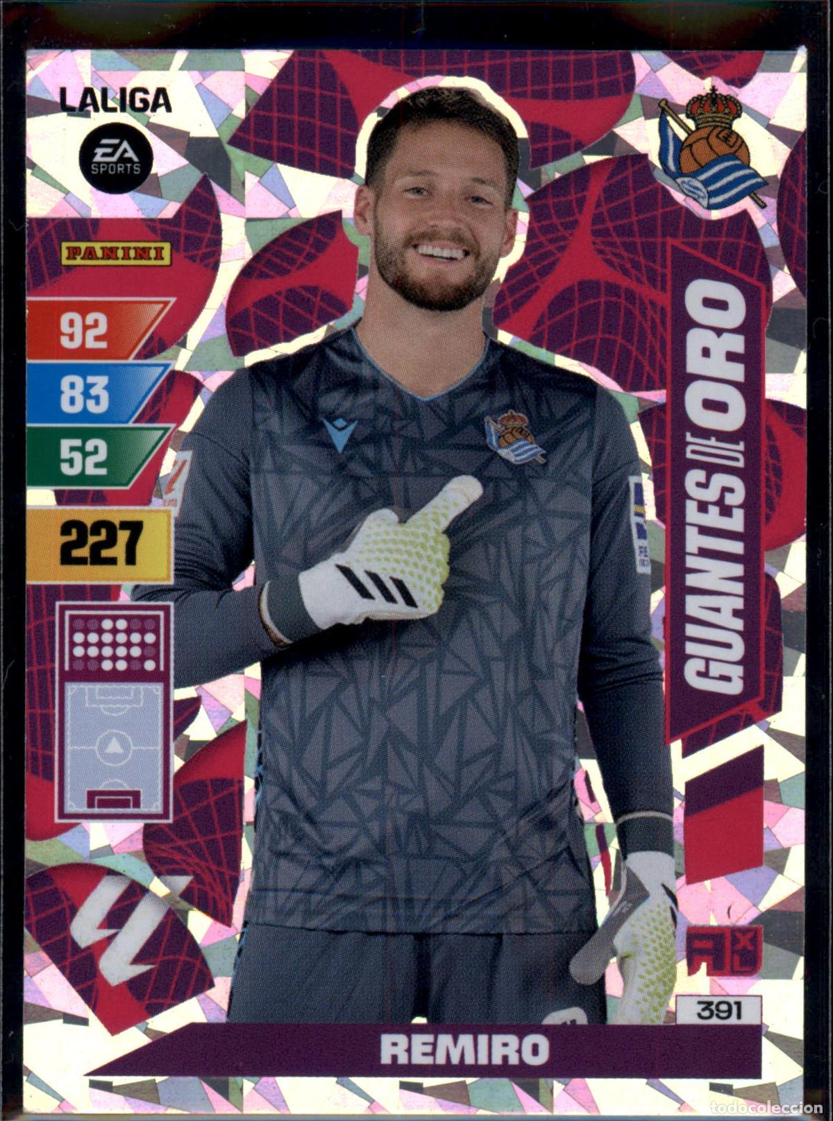 Cromos de f&uacute;tbol: Remiro Guantes de Oro N&ordm; 391 Real Sociedad LaLiga EA SportsAdrenalyn XL 2023 2024 Panini 23 24