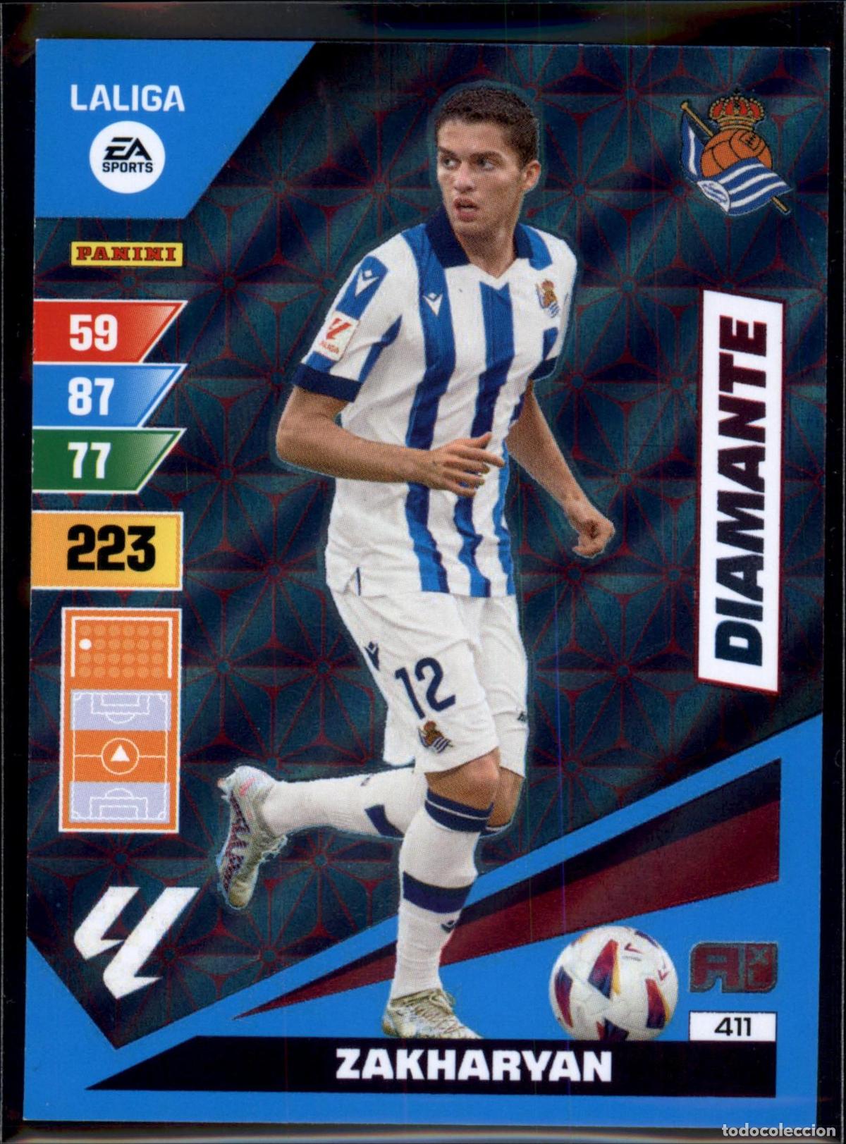 Cromos de f&uacute;tbol: Zakharyan Diamante N&ordm; 411 Real Sociedad LaLiga EA SportsAdrenalyn XL 2023 2024 Panini 23 24