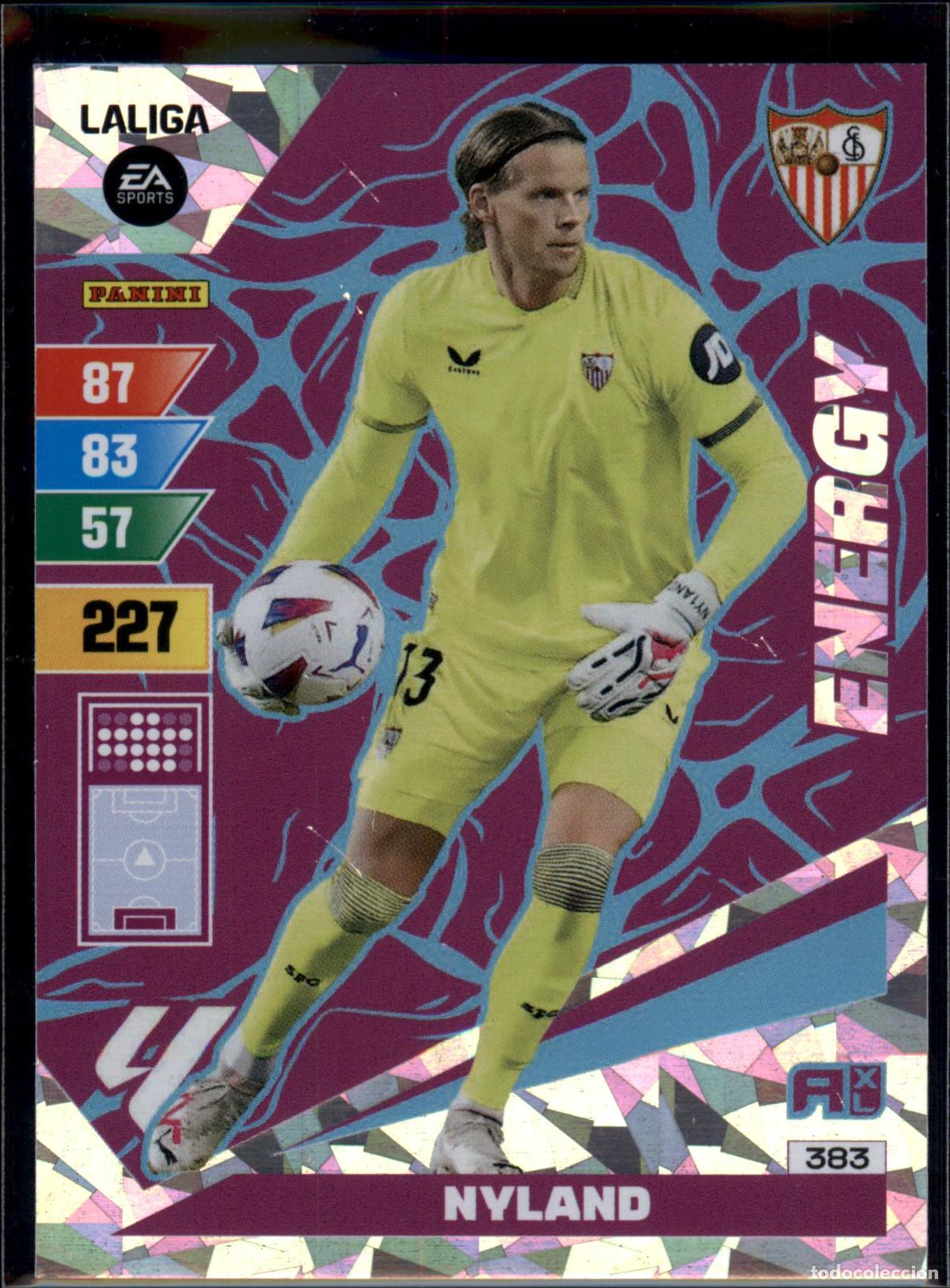Cromos de f&uacute;tbol: Nyland Energy N&ordm; 383 Sevilla FC LaLiga EA SportsAdrenalyn XL 2023 2024 Panini 23 24