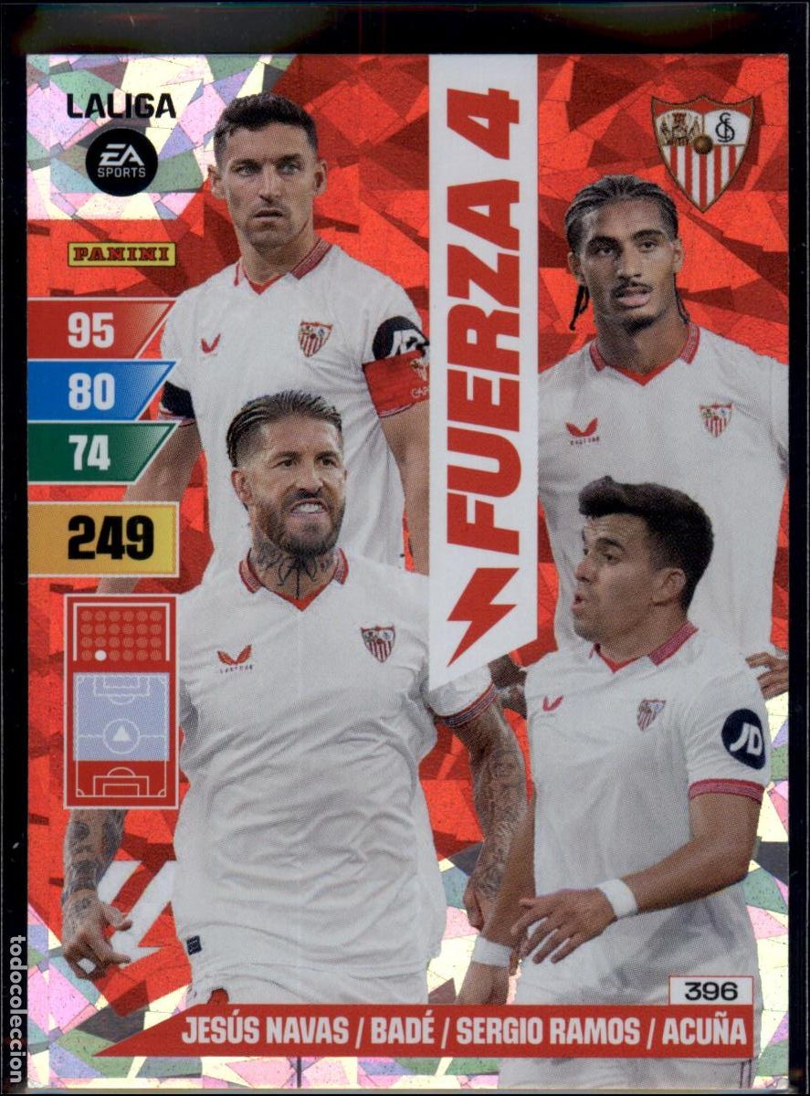 Cromos de f&uacute;tbol: Fuerza 4 N&ordm; 396 Sevilla FC LaLiga EA SportsAdrenalyn XL 2023 2024 Panini 23 24