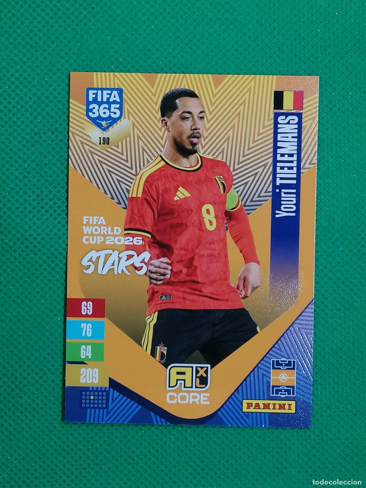 Cromos de f&uacute;tbol: 190 YOURI TIELEMANS BELGICA CORE STARS ⚽ PANINI ADRENALYN XL FIFA 365 26 27 2026 2027 ⚽
