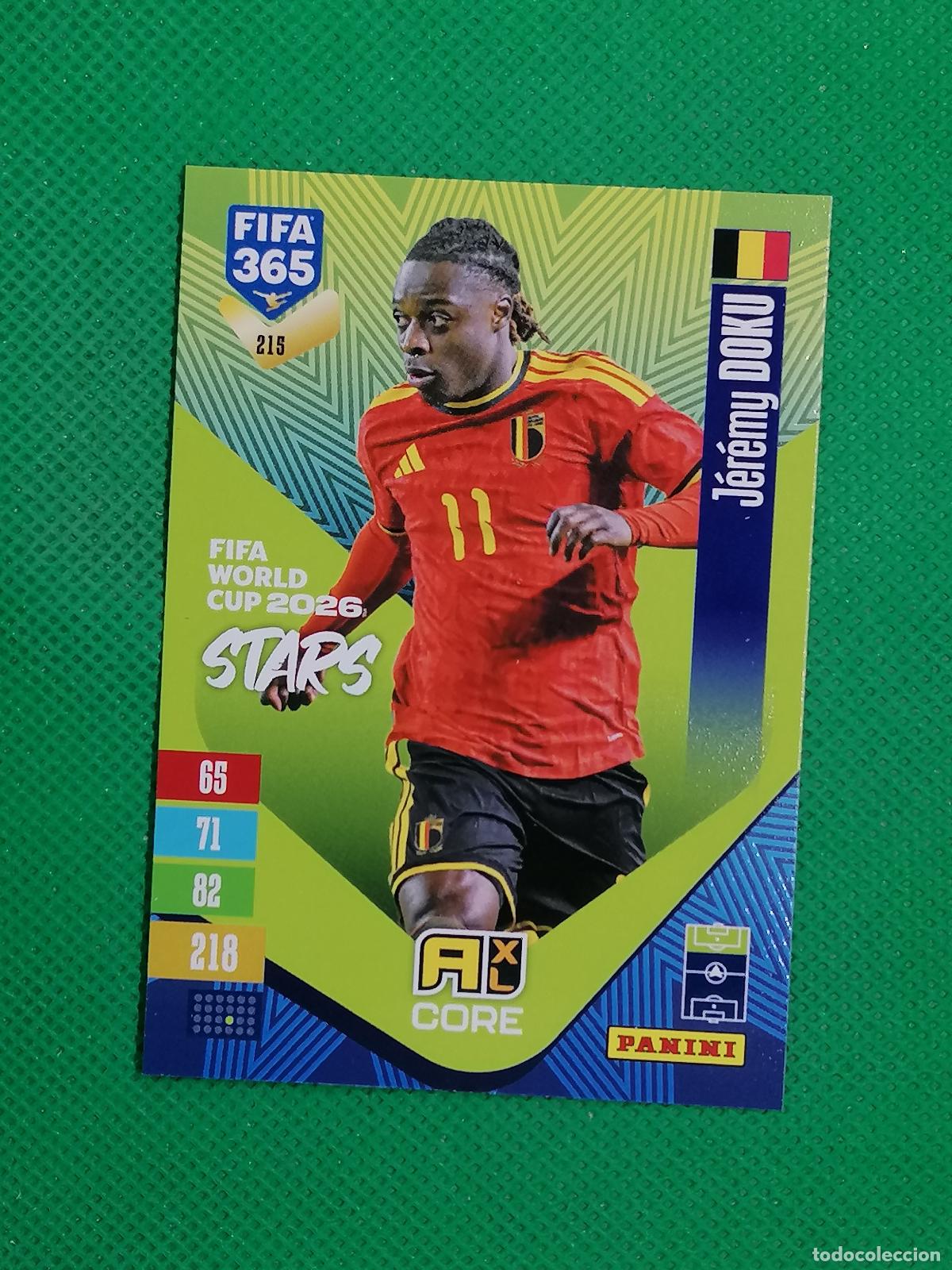Cromos de f&uacute;tbol: 215 JEREMY DOKU BELGICA CORE STARS ⚽ PANINI ADRENALYN XL FIFA 365 26 27 2026 2027 ⚽
