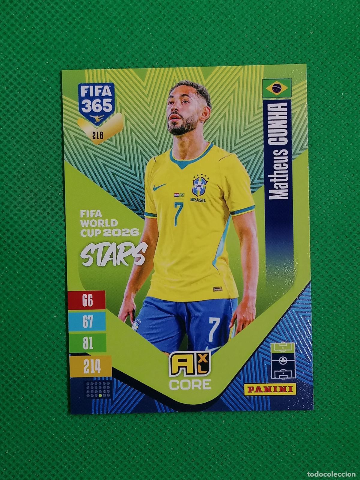 Cromos de f&uacute;tbol: 218 MATHEUS CUNHA BRASIL CORE STARS ⚽ PANINI ADRENALYN XL FIFA 365 26 27 2026 2027 ⚽