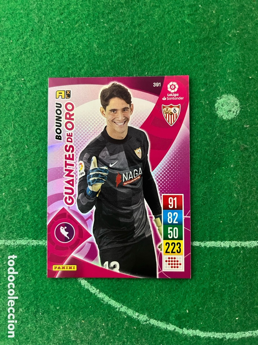 Cromos de f&uacute;tbol: 391 BOUNOU SEVILLA ADRENALYN 2021 2022 PANINI GUANTES DE ORO