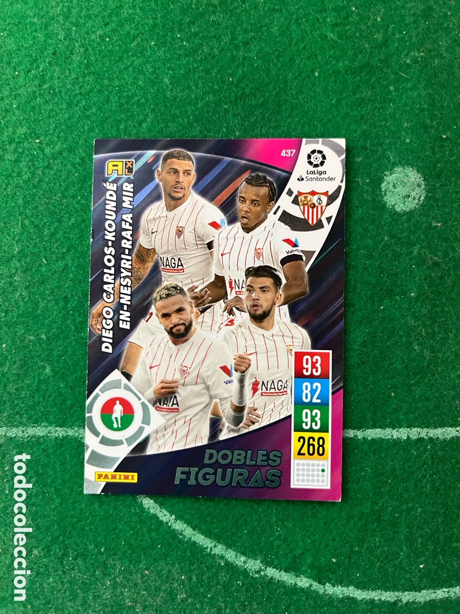 Cromos de f&uacute;tbol: 437 DIEGO CARLOS KOUNDE EN NESYRI RAFA MIR SEVILLA ADRENALYN 2021 2022 PANINI DOBLES FIGURAS