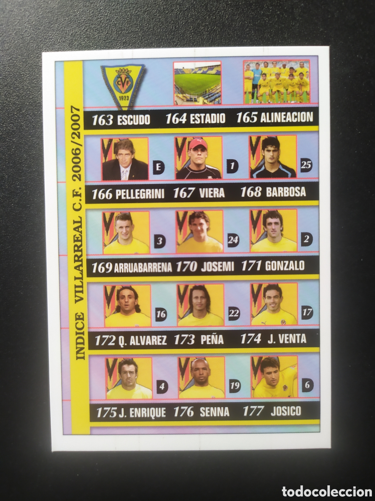Cromos de f&uacute;tbol: Mundicromo fichas Liga 2006 2007 06 07 &iacute;ndice n&deg; 186 Villarreal