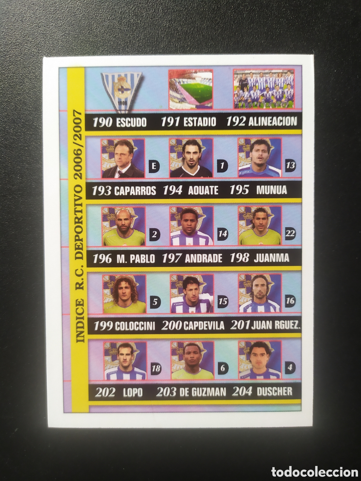 Cromos de f&uacute;tbol: Mundicromo fichas Liga 2006 2007 06 07 indice n&deg; 213 Deportivo Coru&ntilde;a