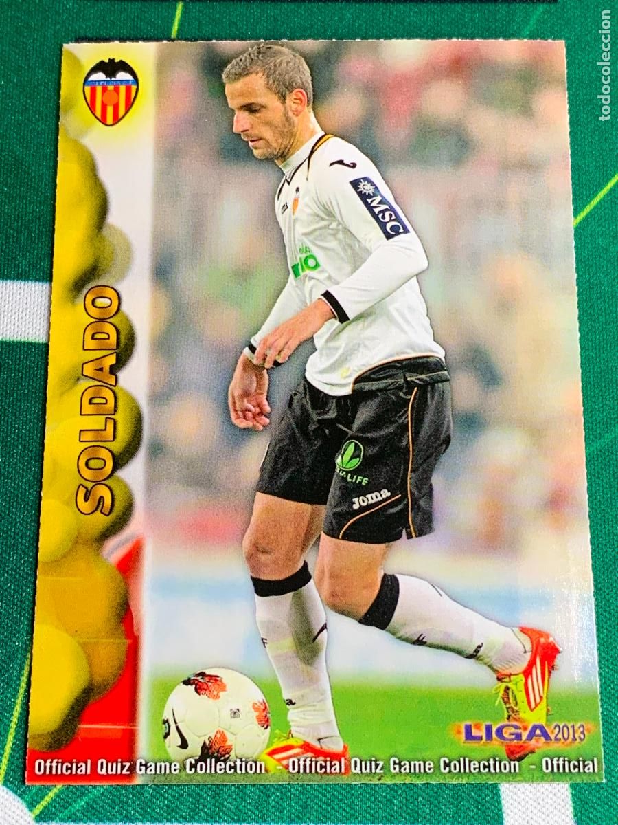 Cromos de f&uacute;tbol: 74 Soldado Valencia Base card MUNDICROMO LIGA FUTBOL QUIZ GAME 2012 2013 12 13