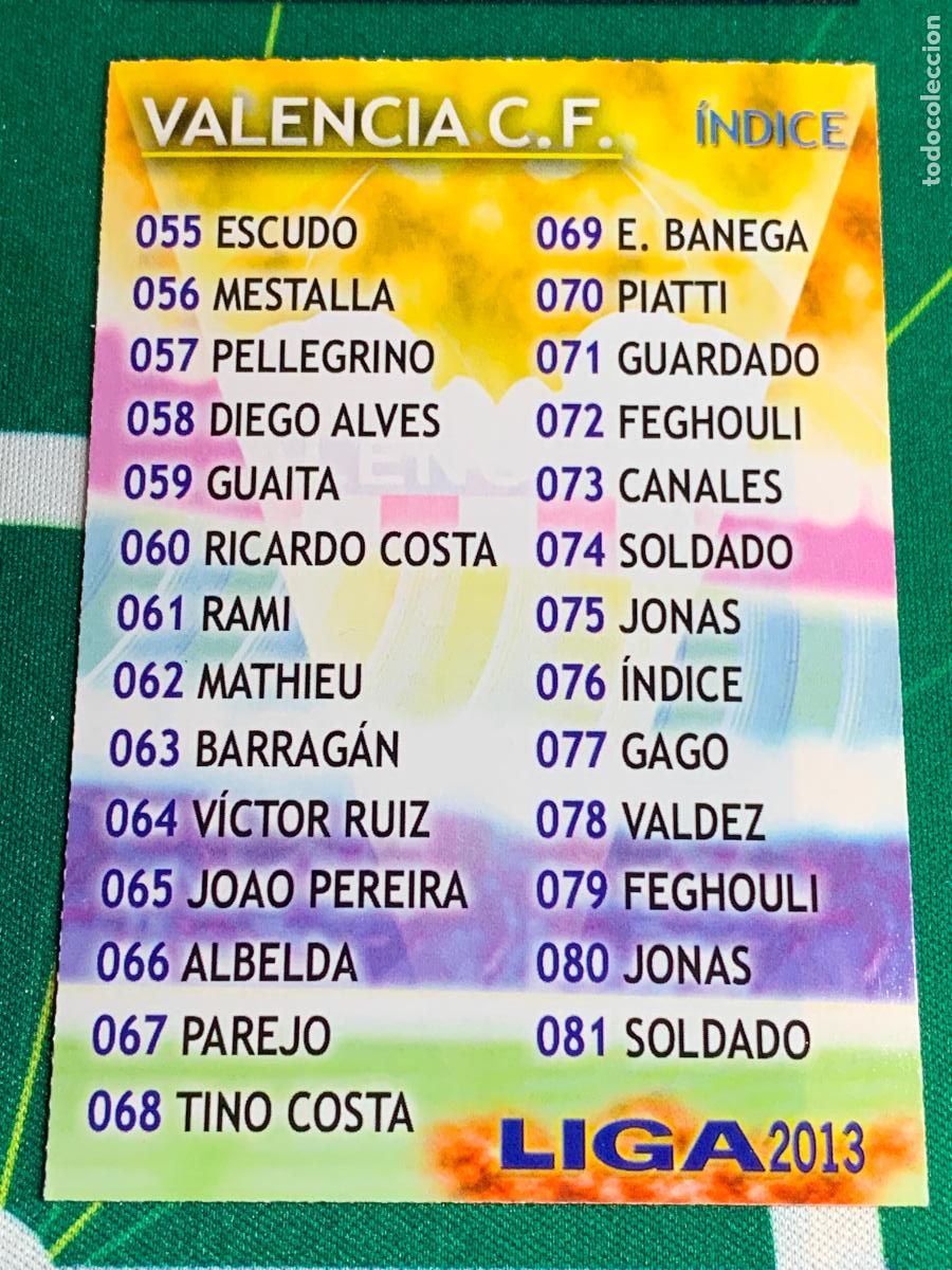 Cromos de f&uacute;tbol: 76 &Iacute;ndice Valencia Checklist MUNDICROMO LIGA FUTBOL QUIZ GAME 2012 2013 12 13