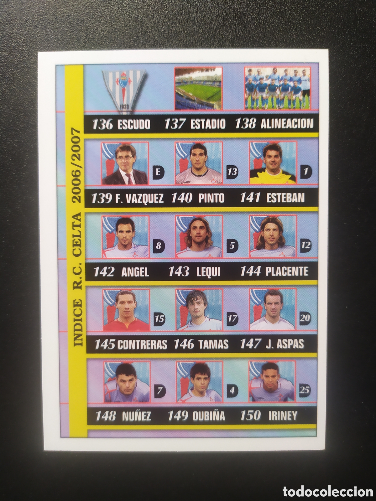 Cromos de f&uacute;tbol: Mundicromo fichas Liga 2006 2007 06 07 indice n&deg; 159 Celta Vigo