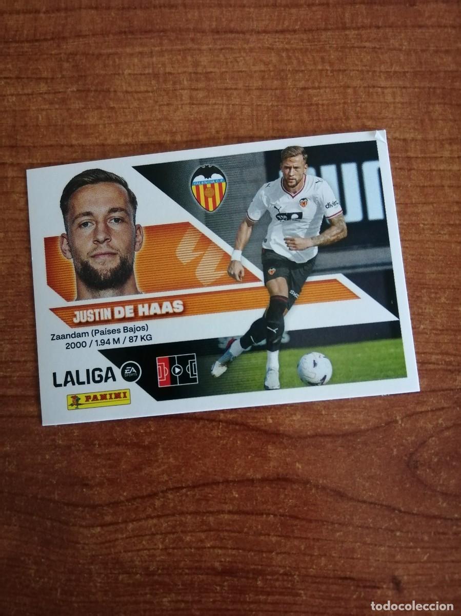 Cromos de f&uacute;tbol: CROMO LIGA ESTE PANINI 2026 - 2027. JUSTIN DE HAAS (NUMERO 9 - ULTIMOS FICHAJES) VALENCIA C. F.
