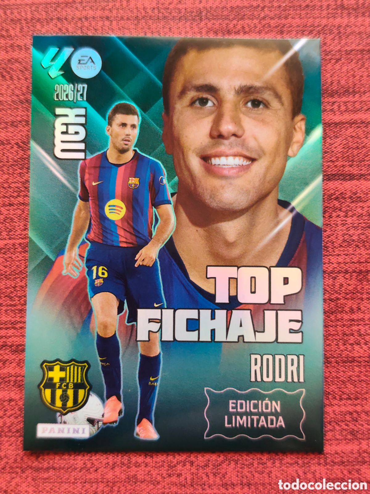 Fu&szlig;ball-Sticker: EDICI&Oacute;N LIMITADA TOP FICHAJE RODRI FC BARCELONA MEGACRACKS 2026 2027