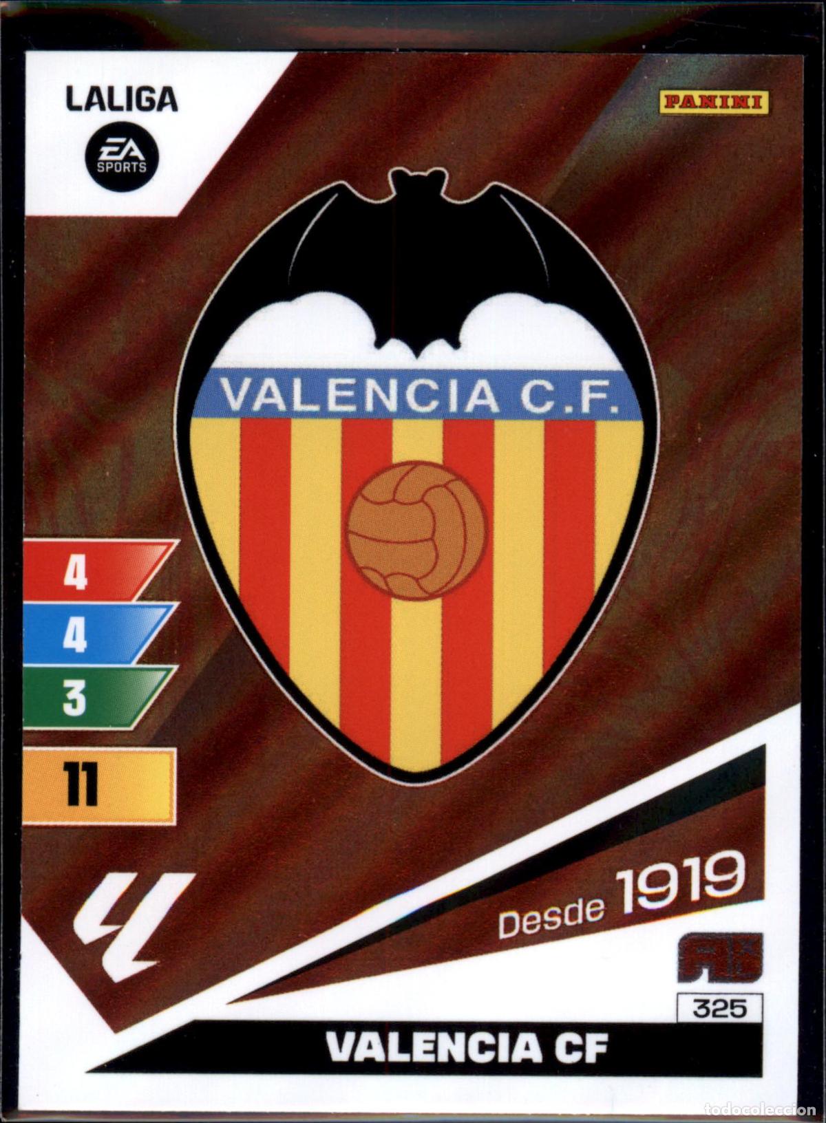 Cromos de Futebol: Escudo Valencia CF N&ordm; 325 LaLiga EA Sports Adrenalyn XL 2023 2024 Panini 23 24