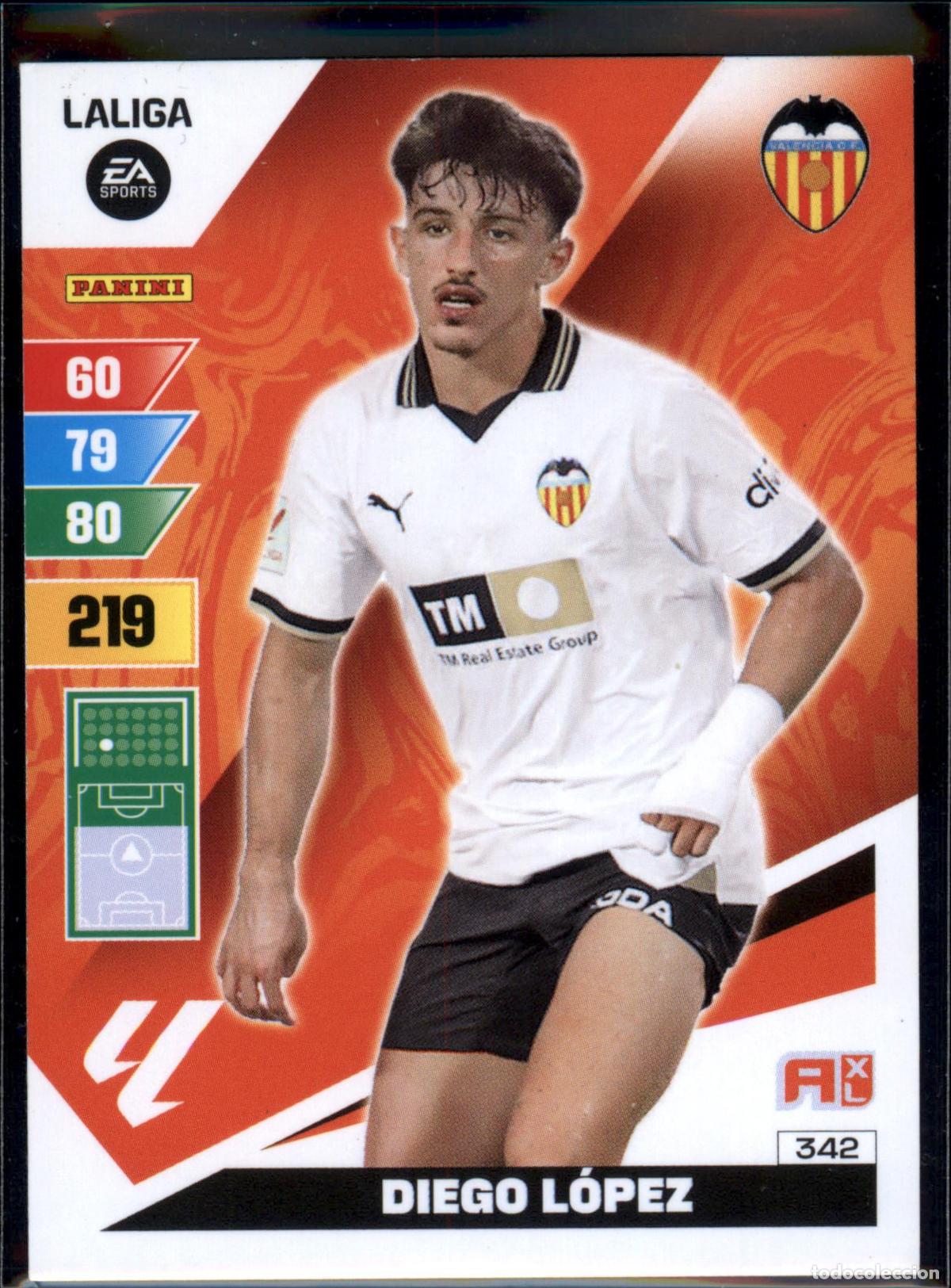 Cromos de f&uacute;tbol: Diego L&oacute;pez N&ordm; 342 Valencia CF LaLiga EA SportsAdrenalyn XL 2023 2024 Panini 23 24
