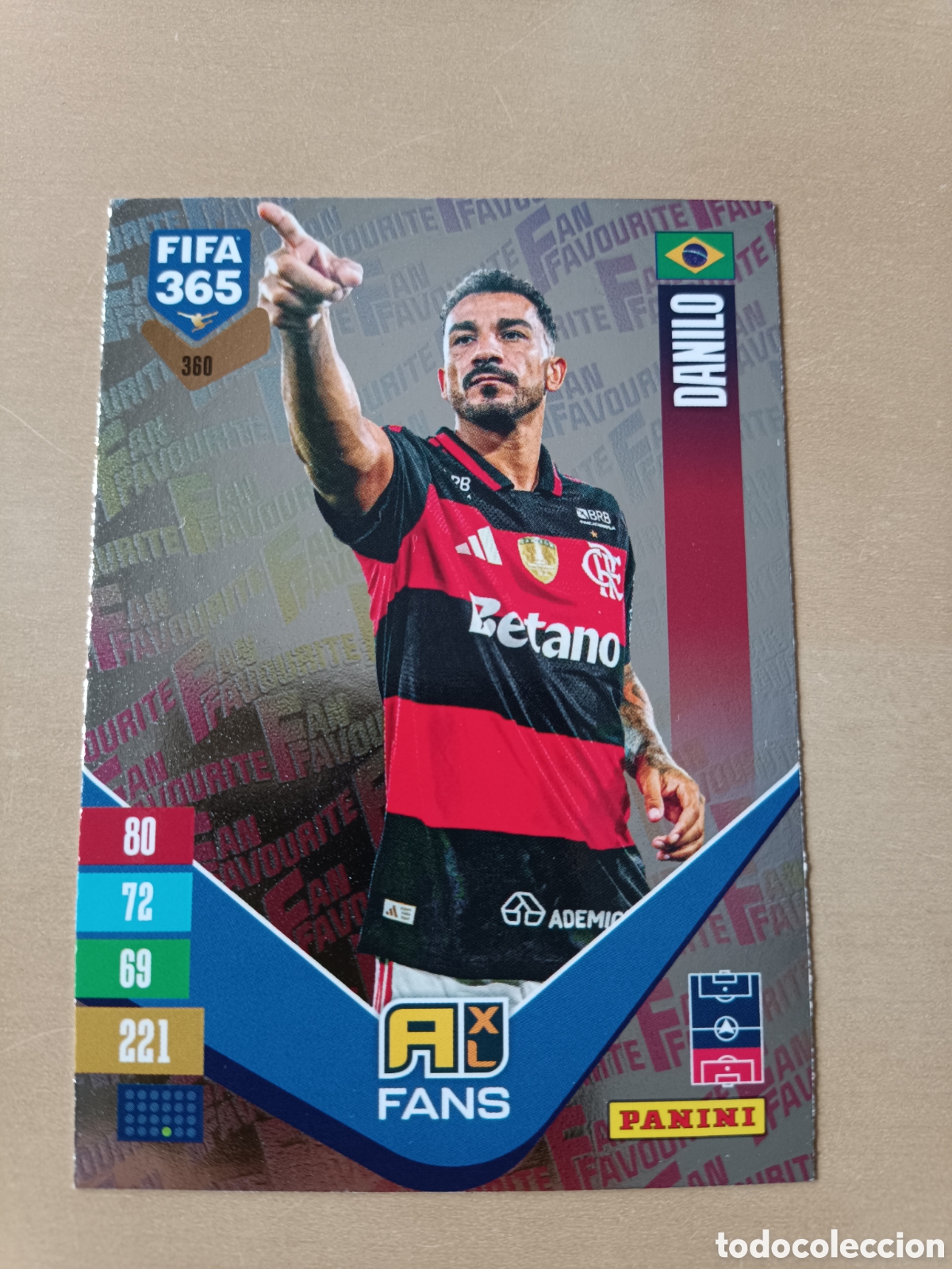 Football Stickers: DANILO FAN FAVOURITE ADRENALYN XL FANS FIFA 365 2027 PANINI 27 360