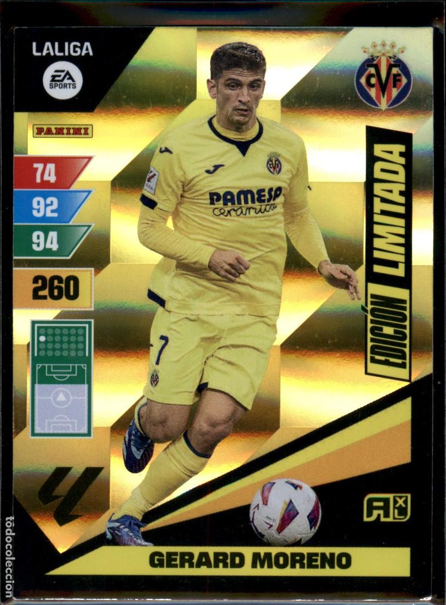 Cromos de f&uacute;tbol: Gerard Moreno Edici&oacute;n Limitada Villarreal CF LaLiga EA SportsAdrenalyn XL 2023 2024 Panini 23 24