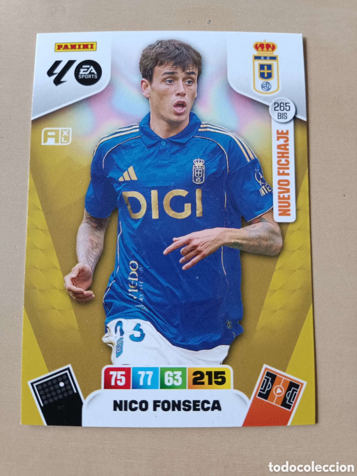 Cromos de f&uacute;tbol: NICO FONSECA OVIEDO ADRENALYN XL LIGA 2025 2026 25 26 265 BIS NUEVO FICHAJE SEGUNDA EDICI&Oacute;N
