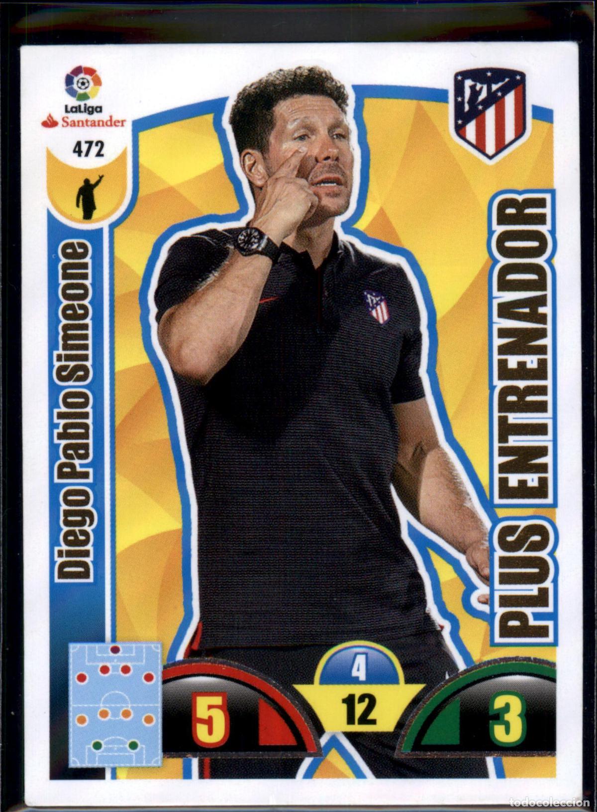 Cromos de f&uacute;tbol: Simeone Plus Entrenador N&ordm; 472 Atl&eacute;tico de Madrid Liga Santander Adrenalyn XL 2017 2018 Panini 17 18