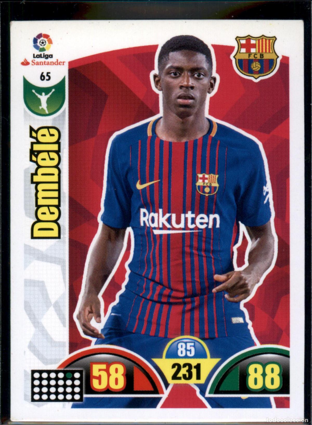 Cromos de f&uacute;tbol: Demb&eacute;l&eacute; N&ordm; 65 Bar&ccedil;a (Barcelona) LaLiga Santander Adrenalyn XL 2017 2018 Panini 17 18